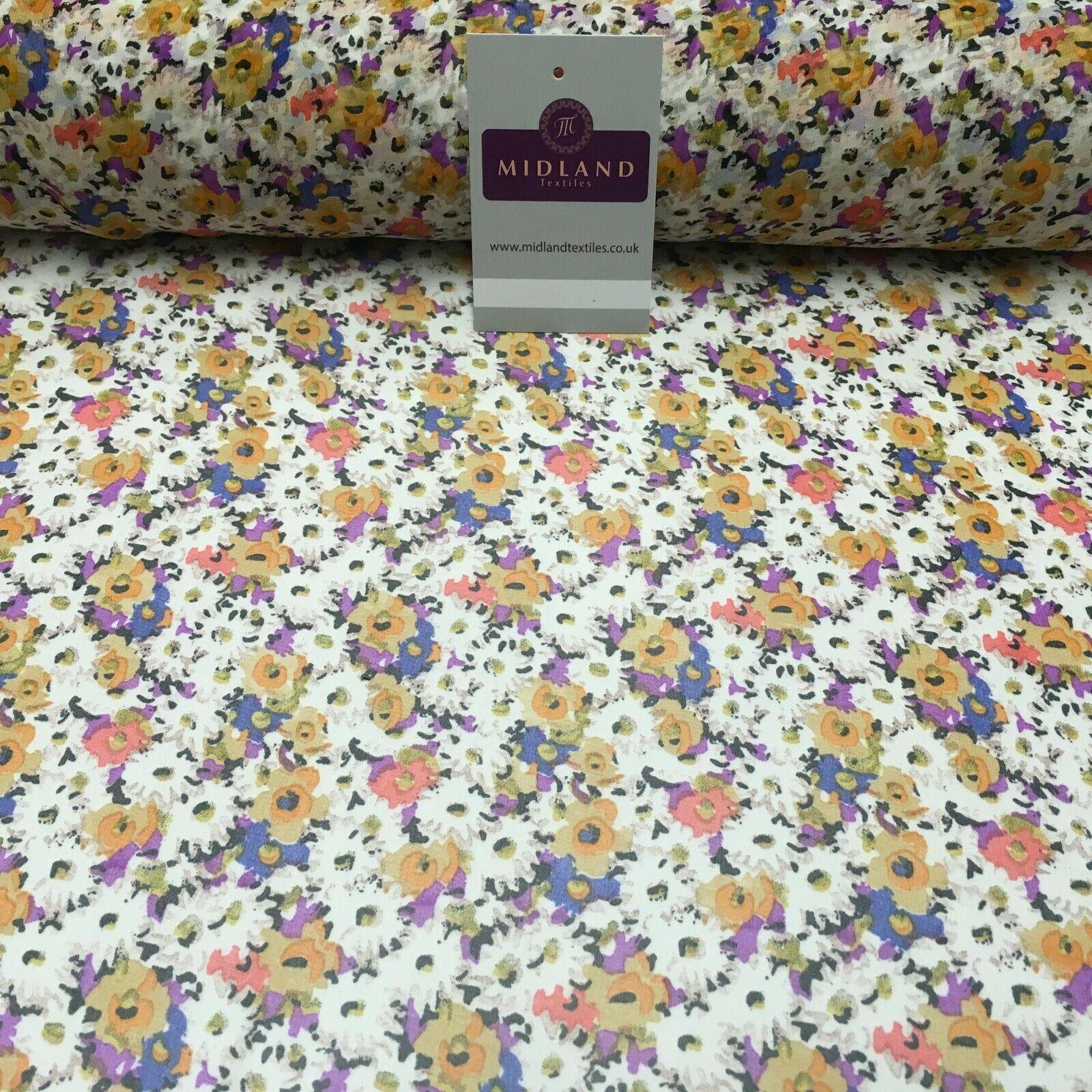 Ivory Multi Floral Printed Crepe chiffon Dress Fabric 150 cm MK1190-28 Mtex