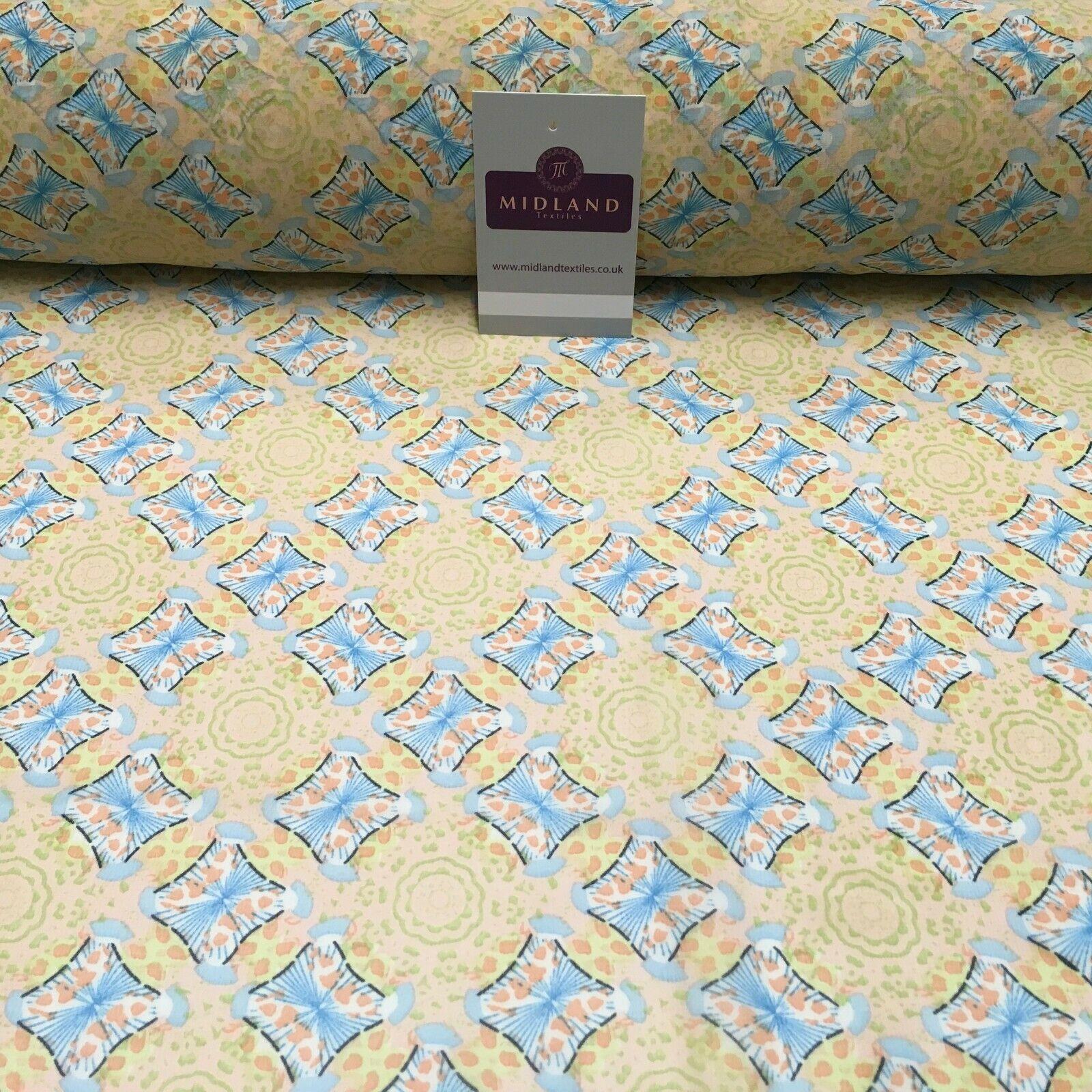 Peach Lime Diamond Geometric Crepe chiffon Dress Fabric 150 cm Wide MK1190-7