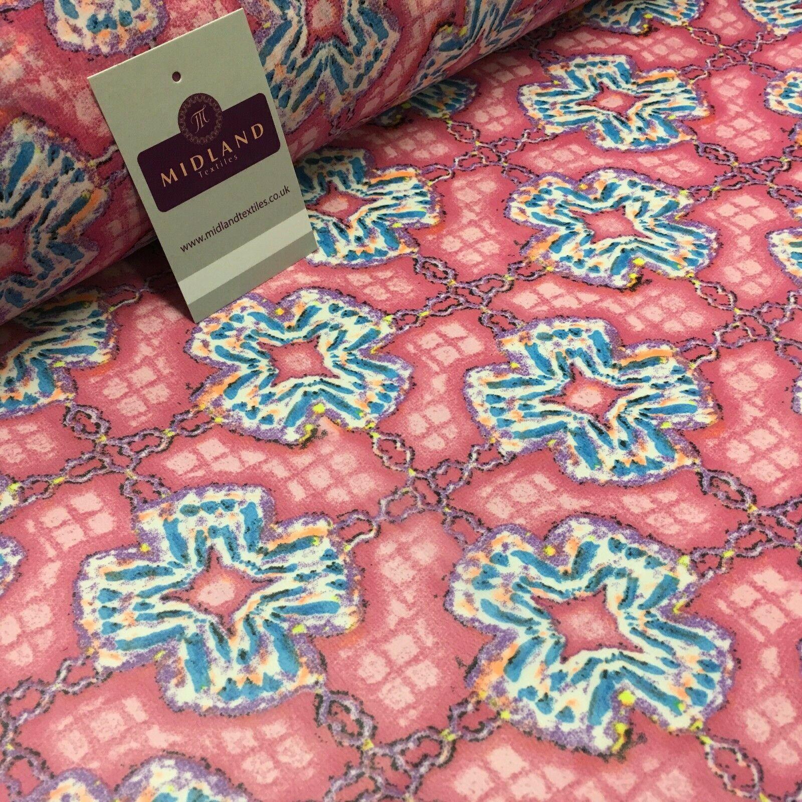 Pink Geometric Printed Crepe chiffon Dress Fabric 150 cm MK1190-31 Mtex