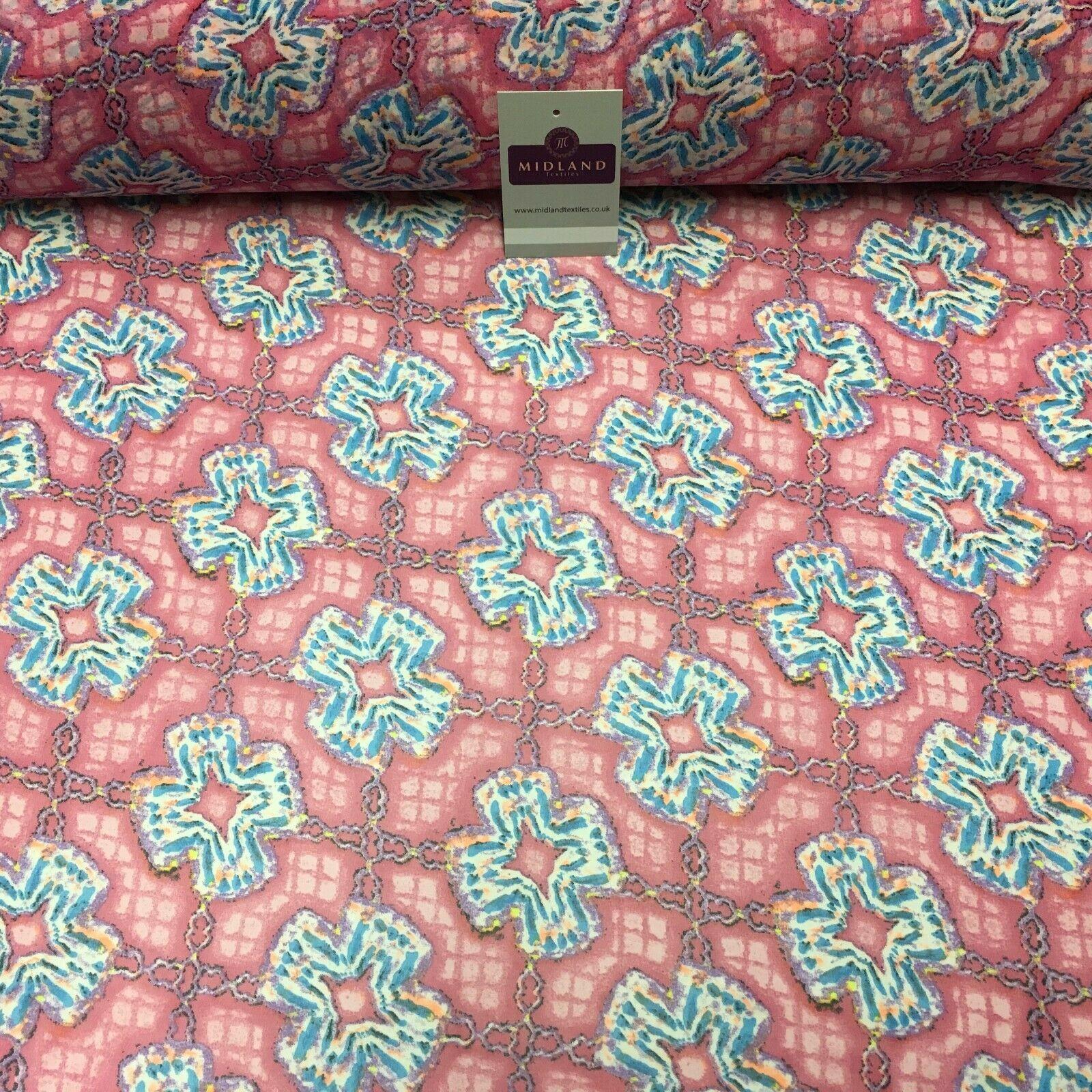 Pink Geometric Printed Crepe chiffon Dress Fabric 150 cm MK1190-31 Mtex