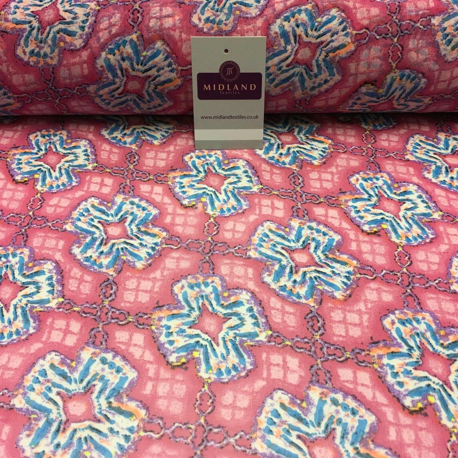 Pink Geometric Printed Crepe chiffon Dress Fabric 150 cm MK1190-31 Mtex