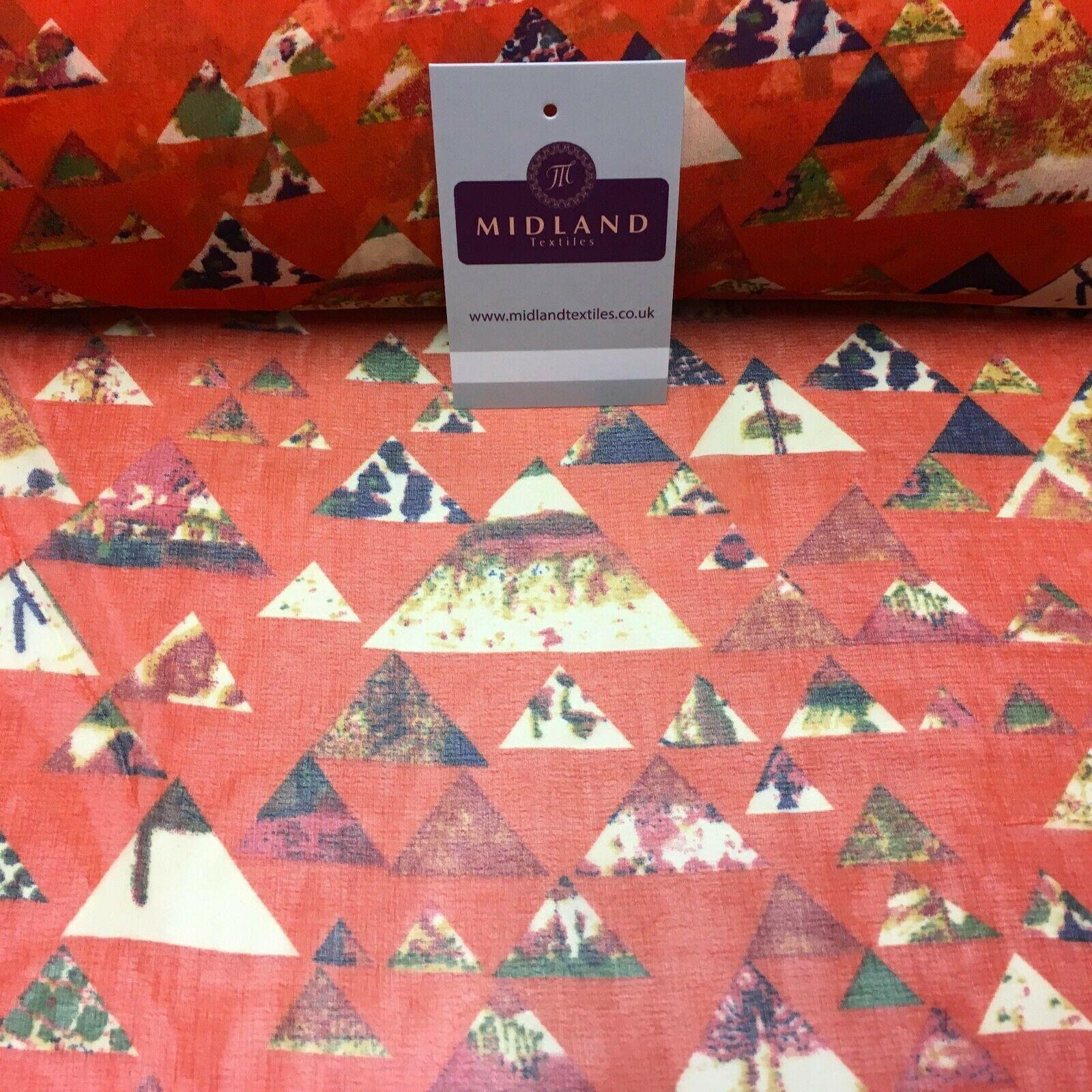 Red Pastel triangle Printed Crepe chiffon Dress Fabric 150 cm Wide MK1190-18