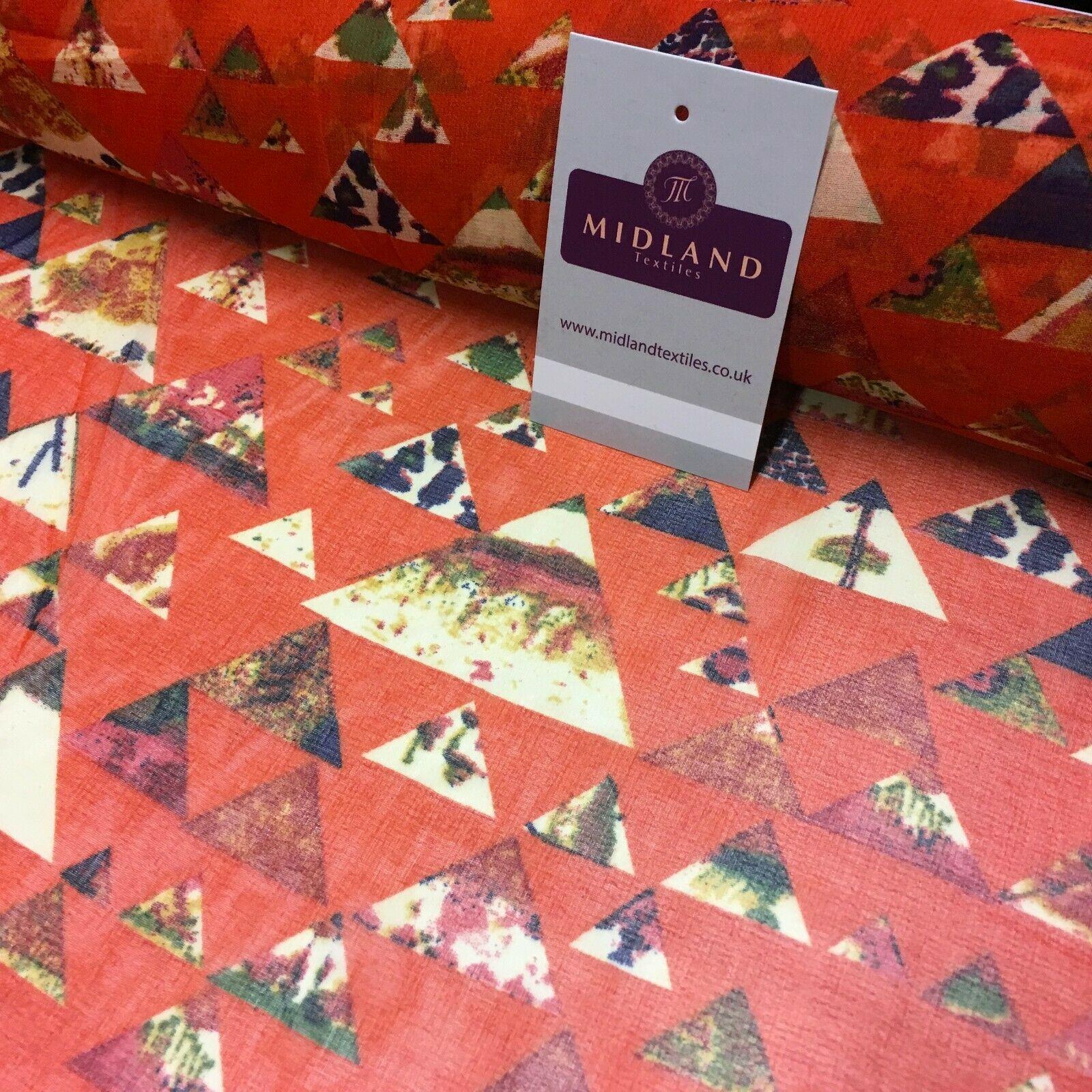 Red Pastel triangle Printed Crepe chiffon Dress Fabric 150 cm Wide MK1190-18