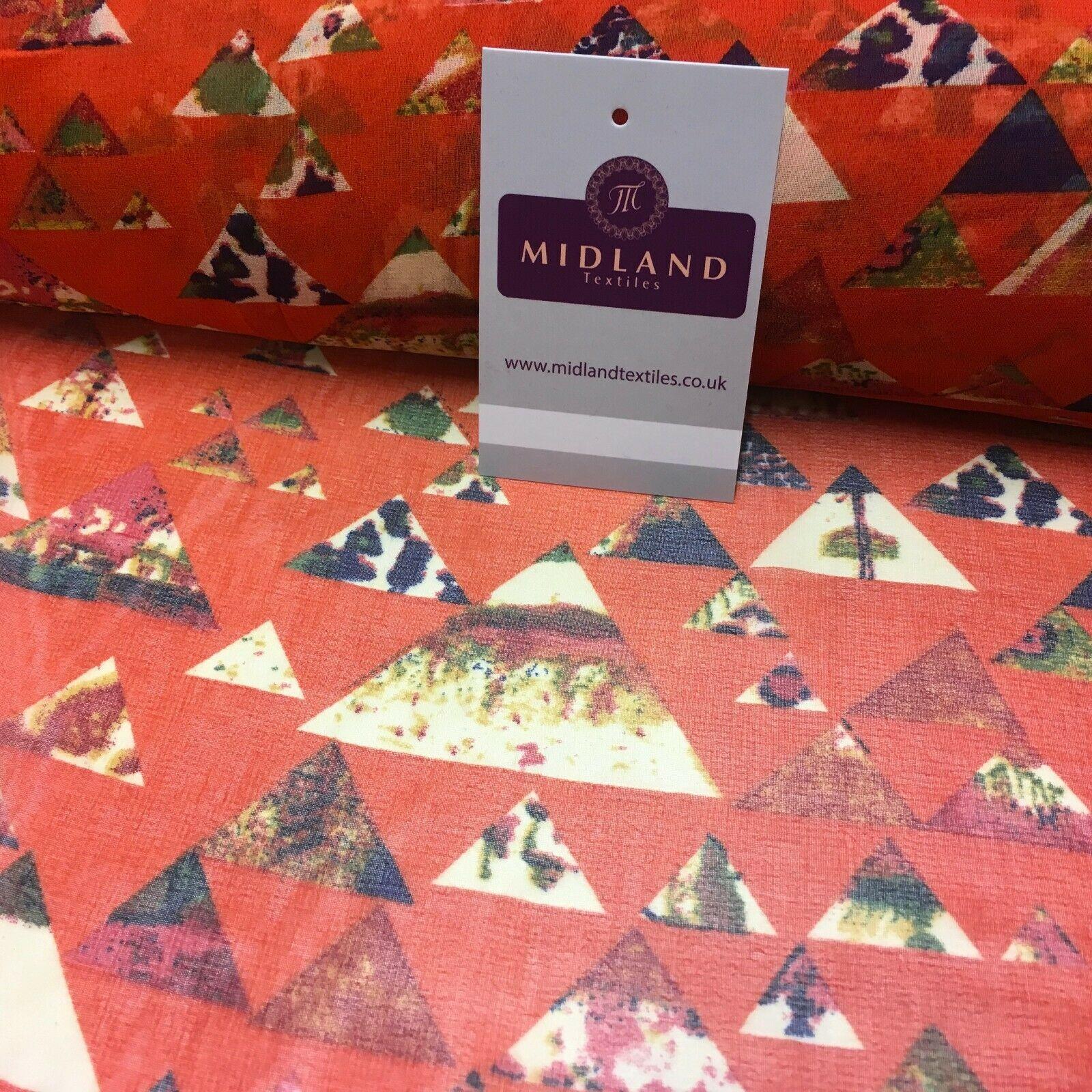 Red Pastel triangle Printed Crepe chiffon Dress Fabric 150 cm Wide MK1190-18