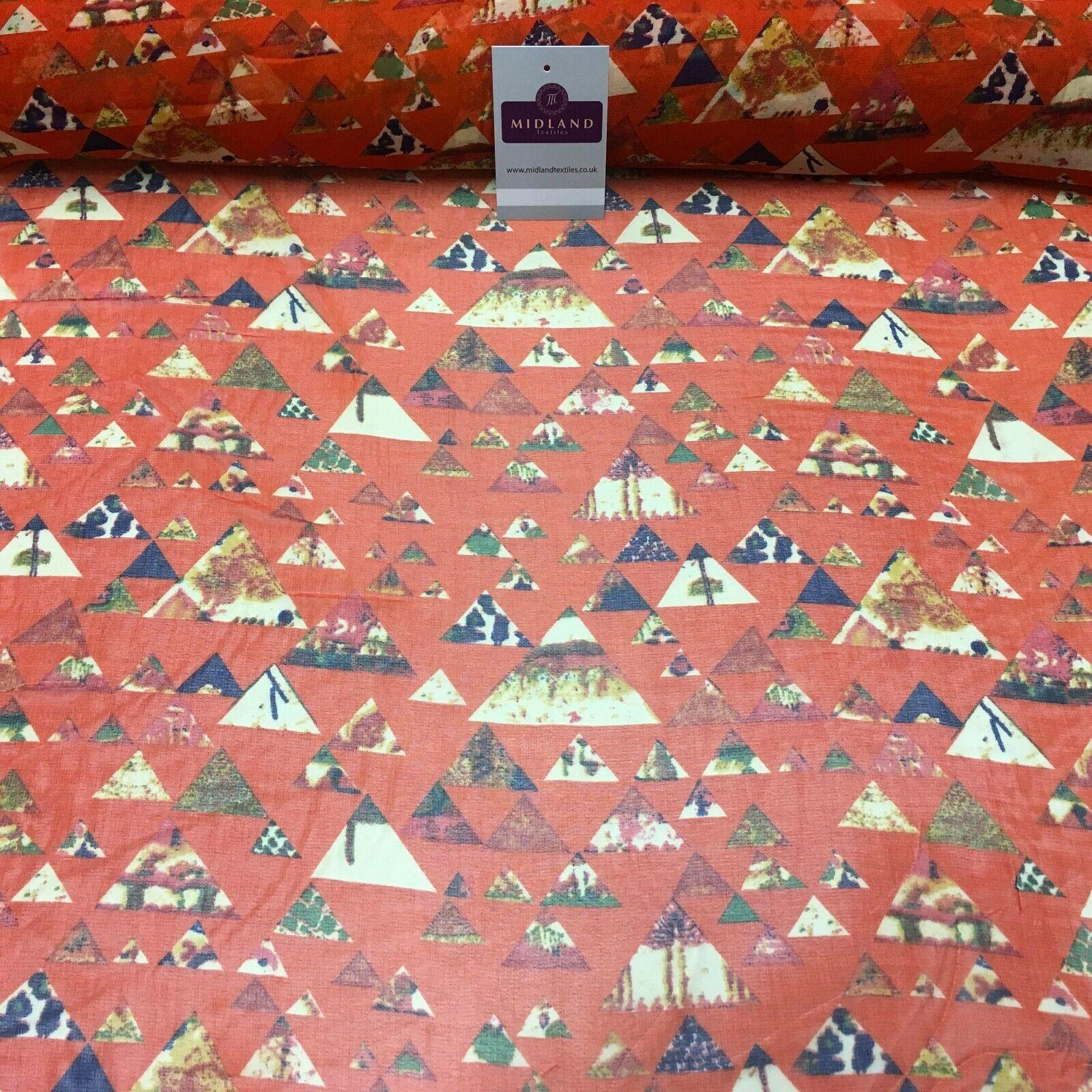 Red Pastel triangle Printed Crepe chiffon Dress Fabric 150 cm Wide MK1190-18