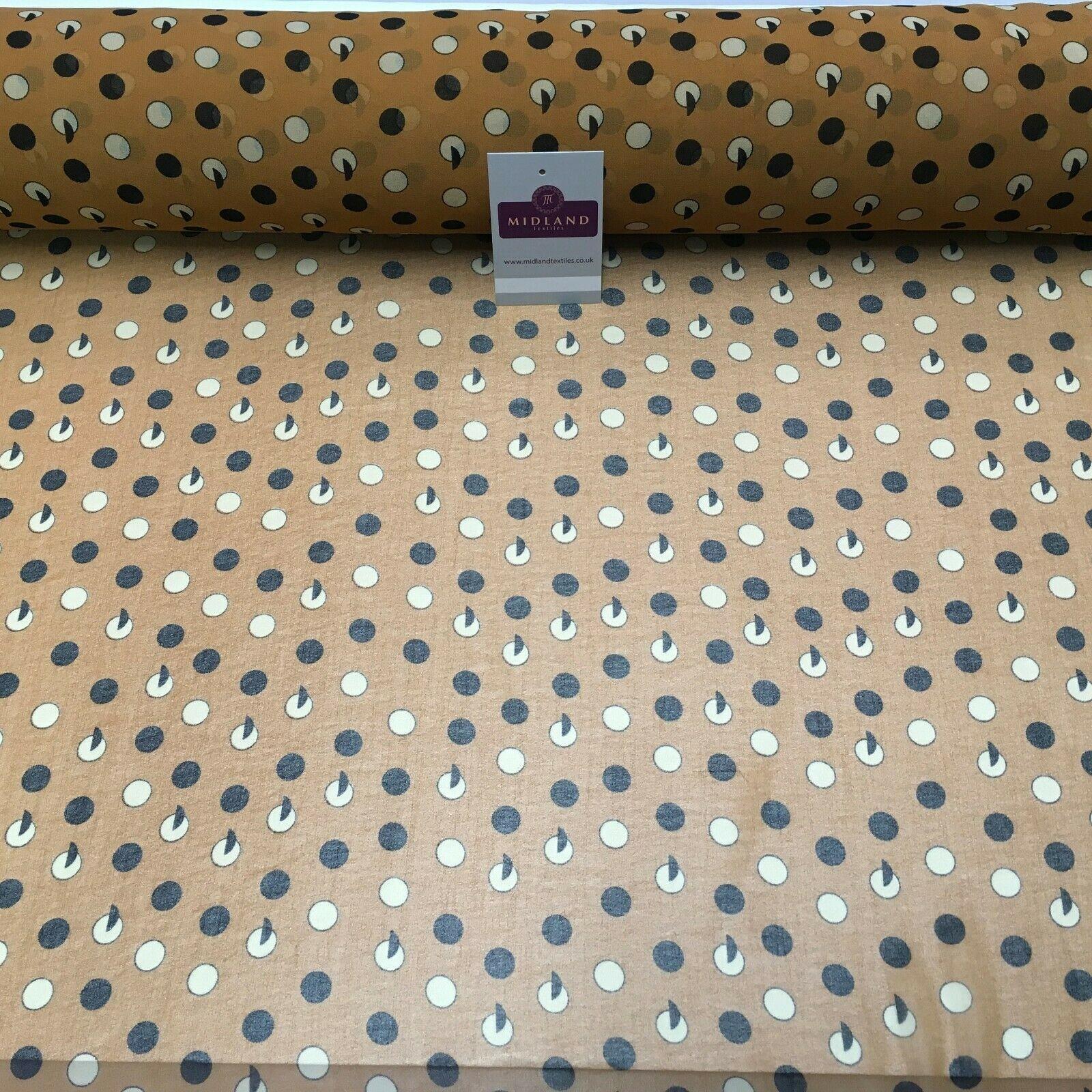 Tan Spotted Printed Crepe chiffon Dress Fabric 150 cm Wide MK1190-11 Mtex