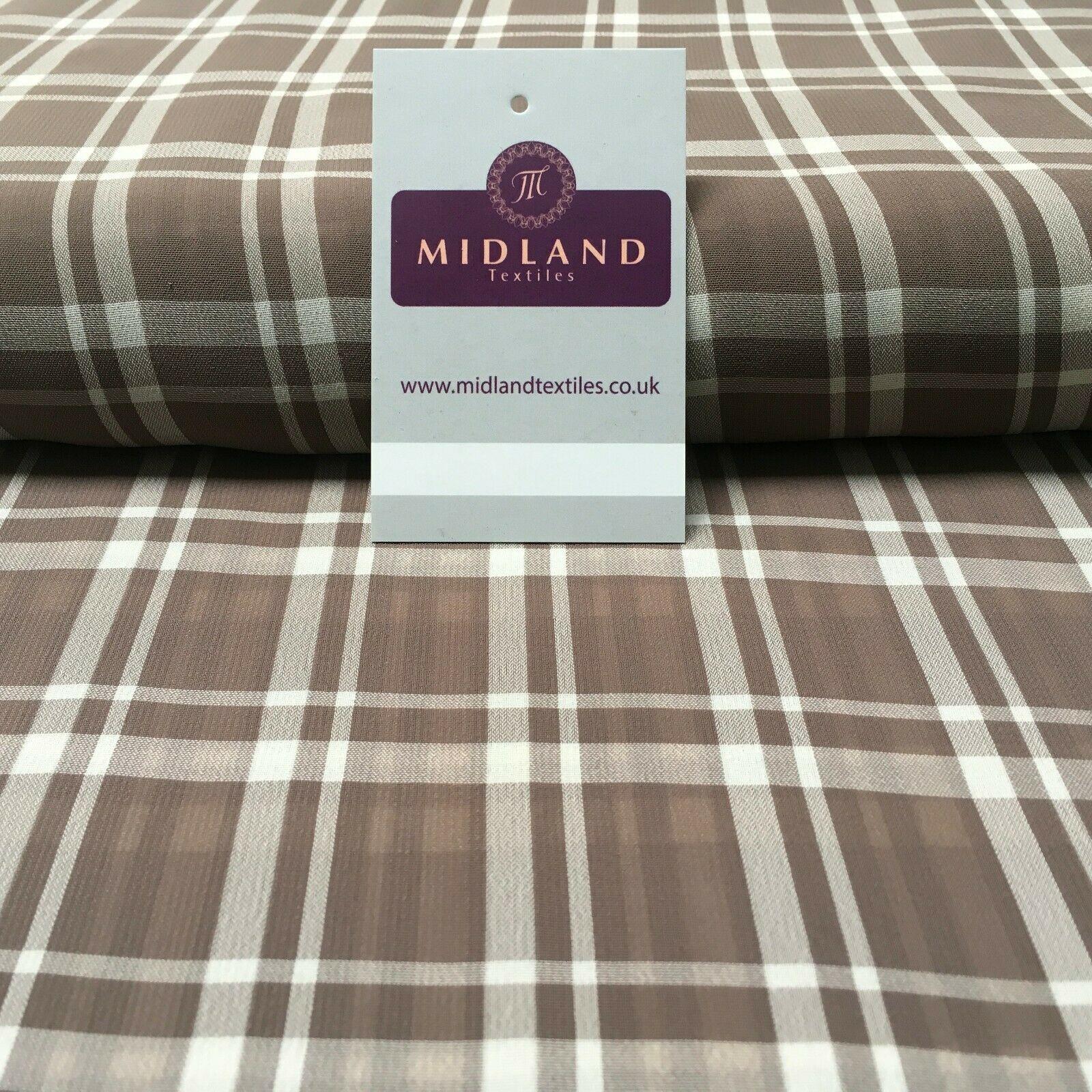 Georgette Tartan Checked Crepe Chiffon Fabric 110 cm MK1181 Mtex