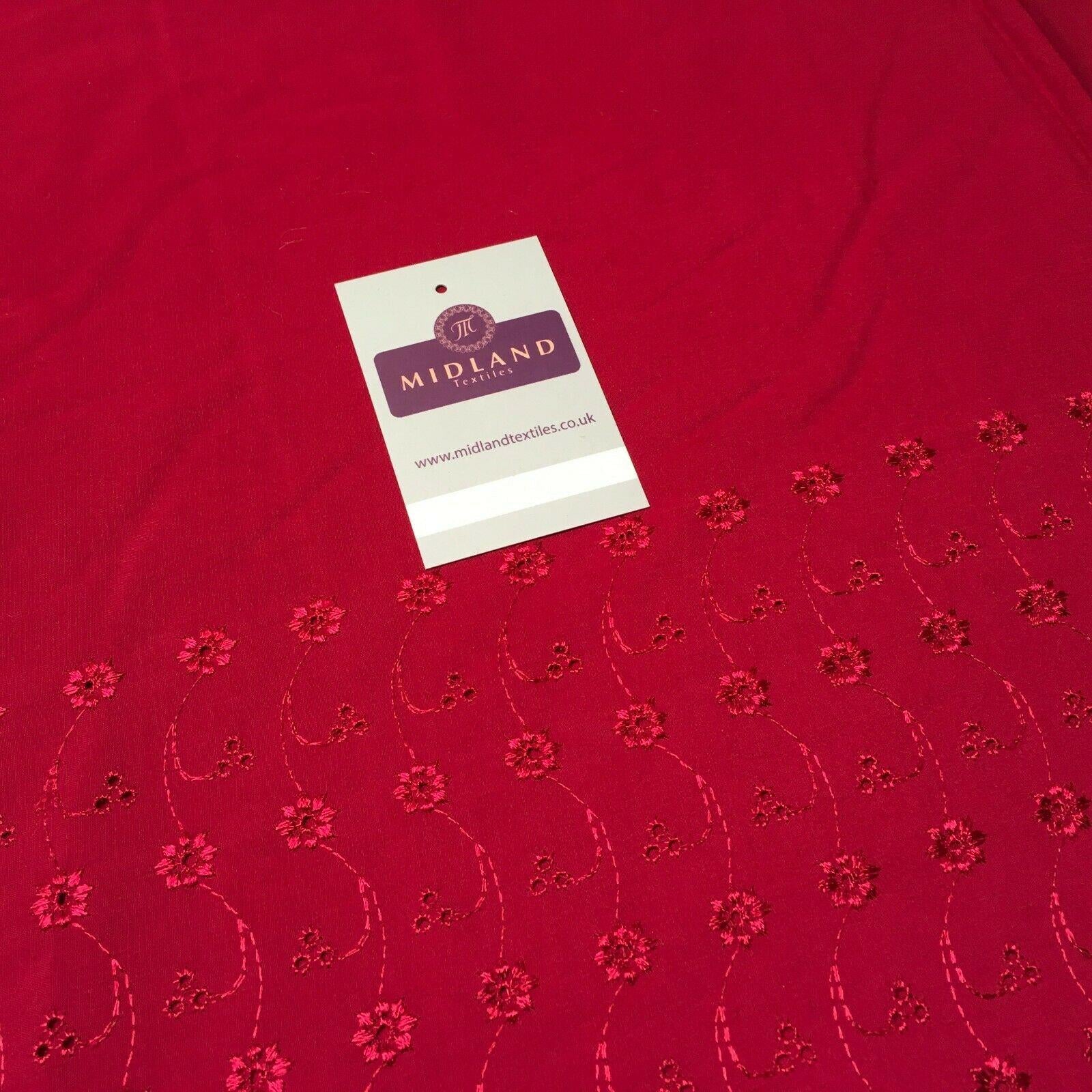 Broderie Anglais 3 hole border Floral poly cotton Dress Fabric 139 cm MJ1183