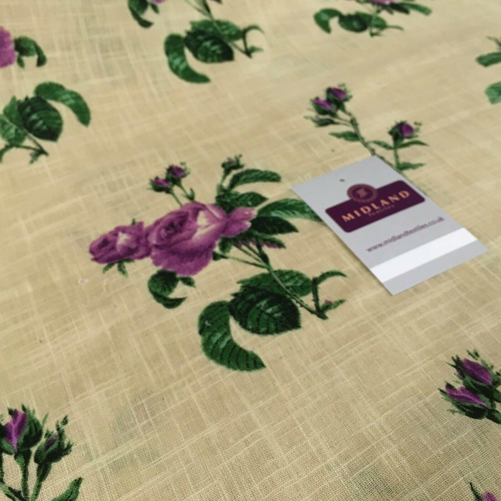 Natural Vintage Floral Printed Linen Dress Fabric 110 cm M1192 Mtex