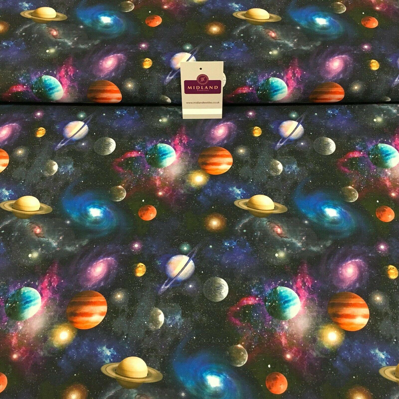 Navy Digital Printed Universe Galaxy 100% Cotton Fabric 150 cm MH1188 Mtex