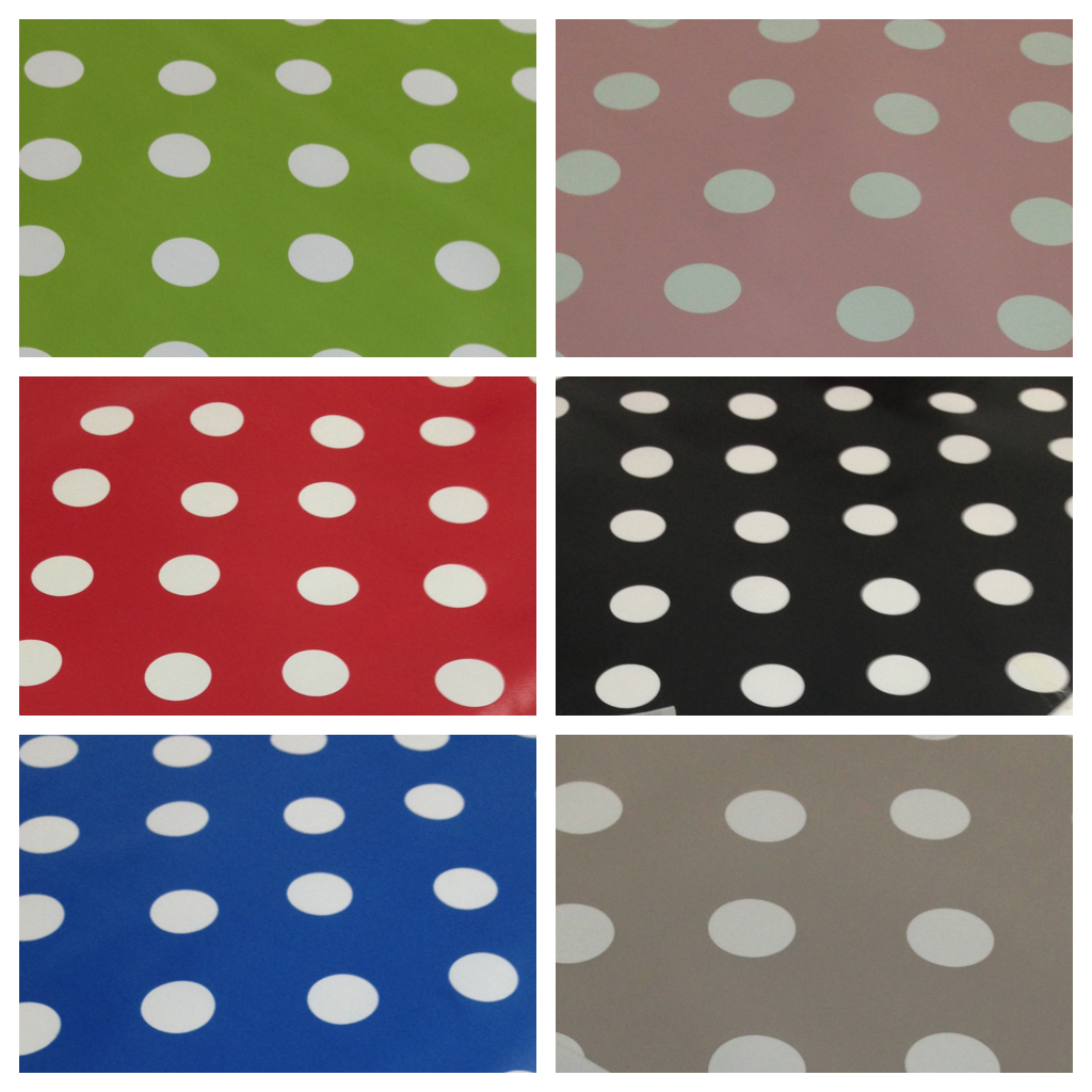 Spotted Wipe clean Tablecloth oilcloth vinyl PVC Spot polka dot 140cm wide M40