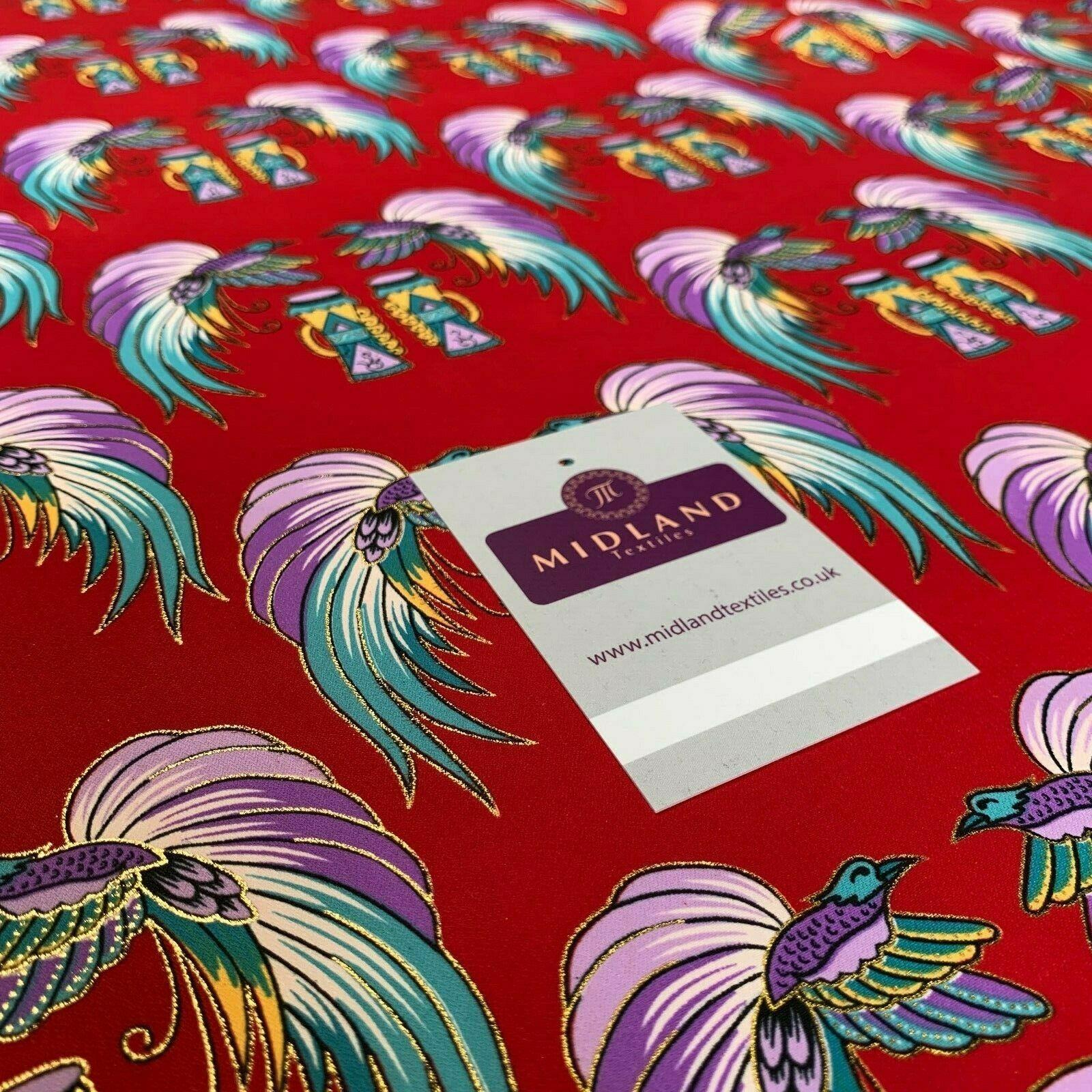 Red Birds Batik Papua printed with gold foil dress fabric 111 cm M145-75 Mtex
