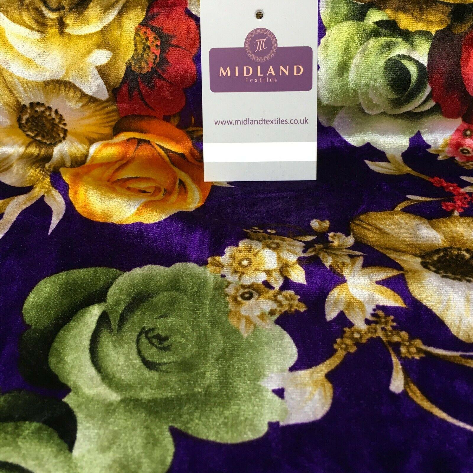 Vintage Floral Velvet Velour Stretch Printed dress fabric 55" Wide M991 Mtex