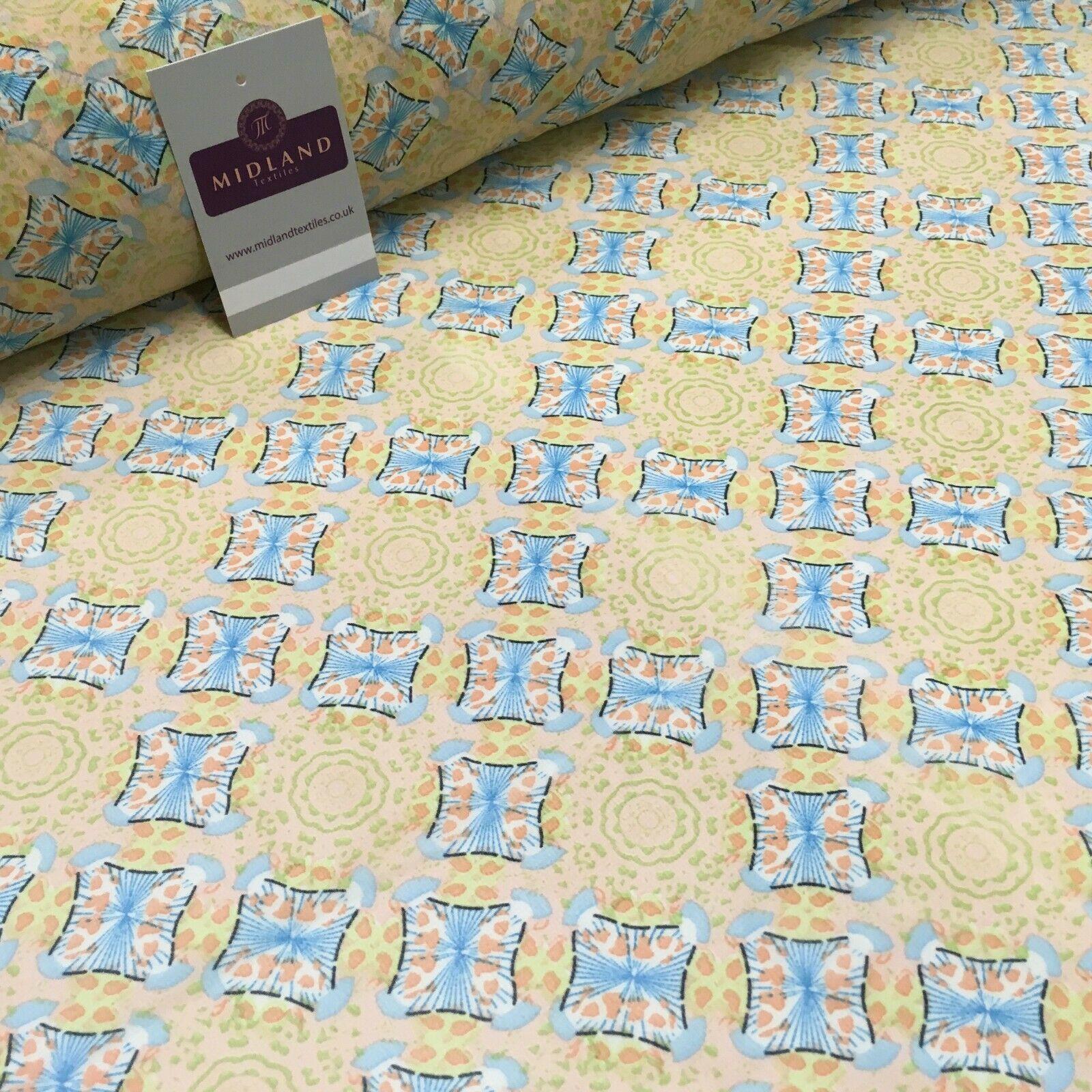 Peach Lime Diamond Geometric Crepe chiffon Dress Fabric 150 cm Wide MK1190-7