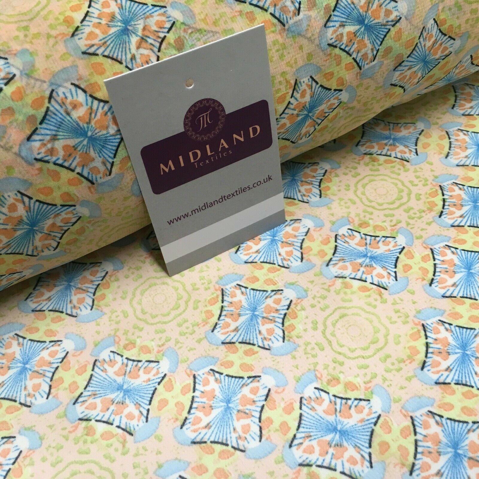 Peach Lime Diamond Geometric Crepe chiffon Dress Fabric 150 cm Wide MK1190-7