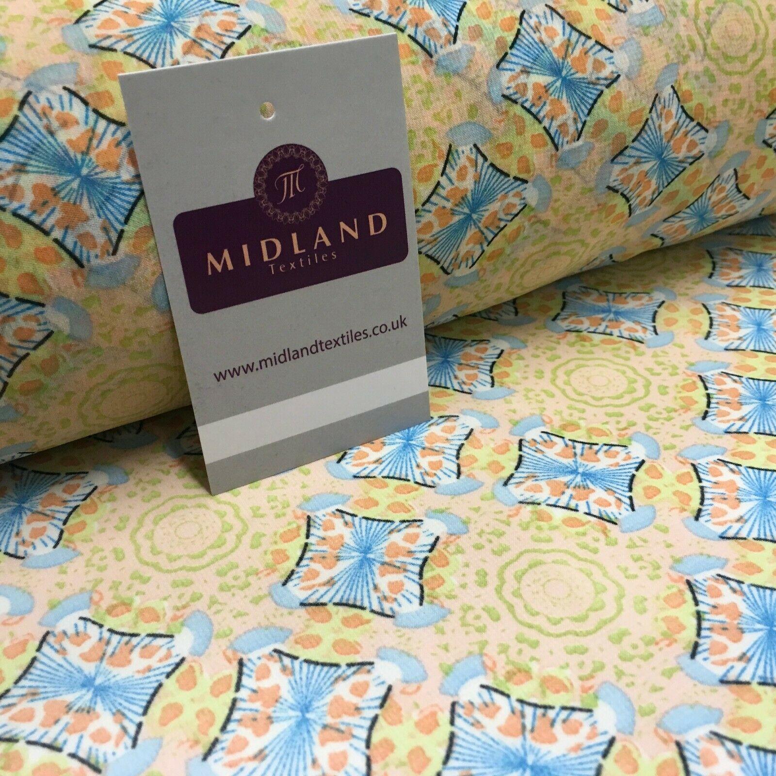 Peach Lime Diamond Geometric Crepe chiffon Dress Fabric 150 cm Wide MK1190-7