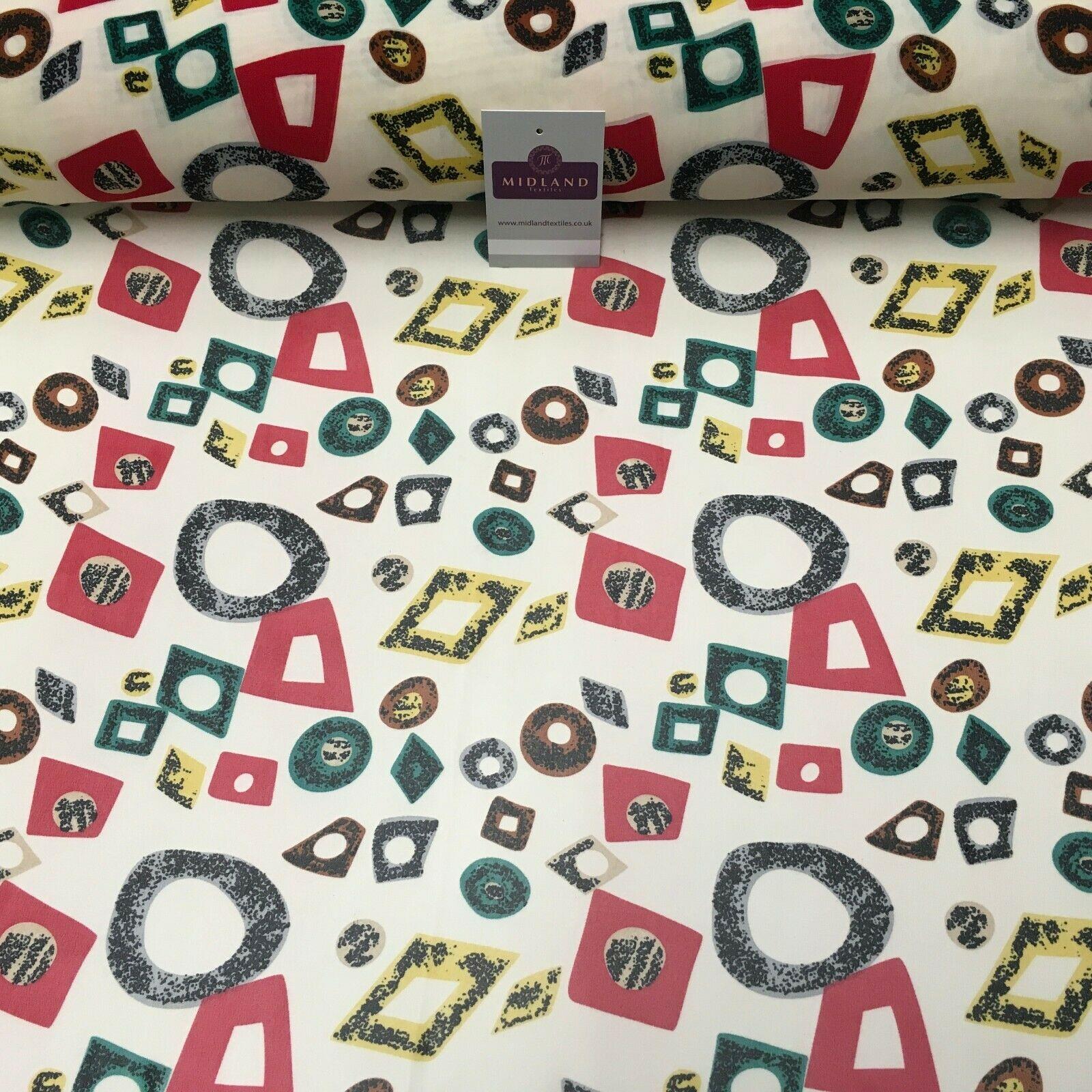 Cream Shapes printed Crepe chiffon Dress Fabric 150 cm Wide MK1190-6 Mtex