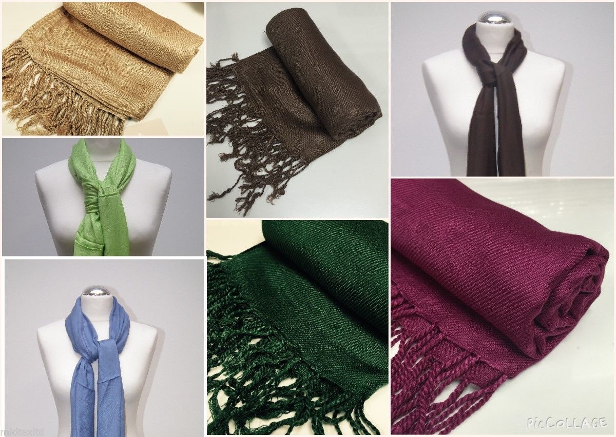 Ladies Pashmina Pashmeena Shawl Hijab Scarf Many colours Wrap stole M415 Mtex