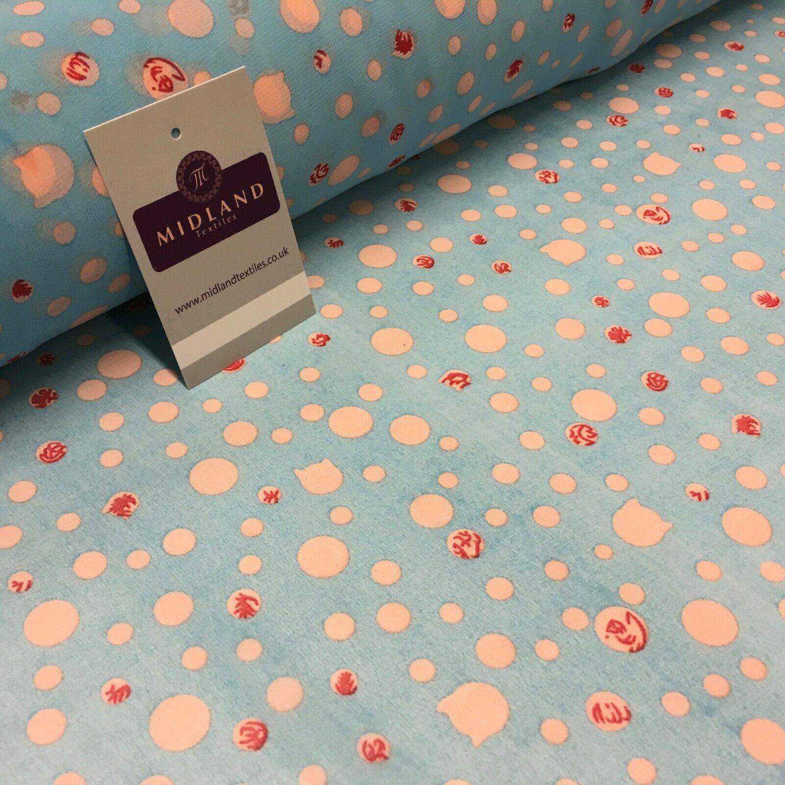 Turquoise Spotted Printed Crepe chiffon Dress Fabric 150 cm Wide MK1190-17 Mtex