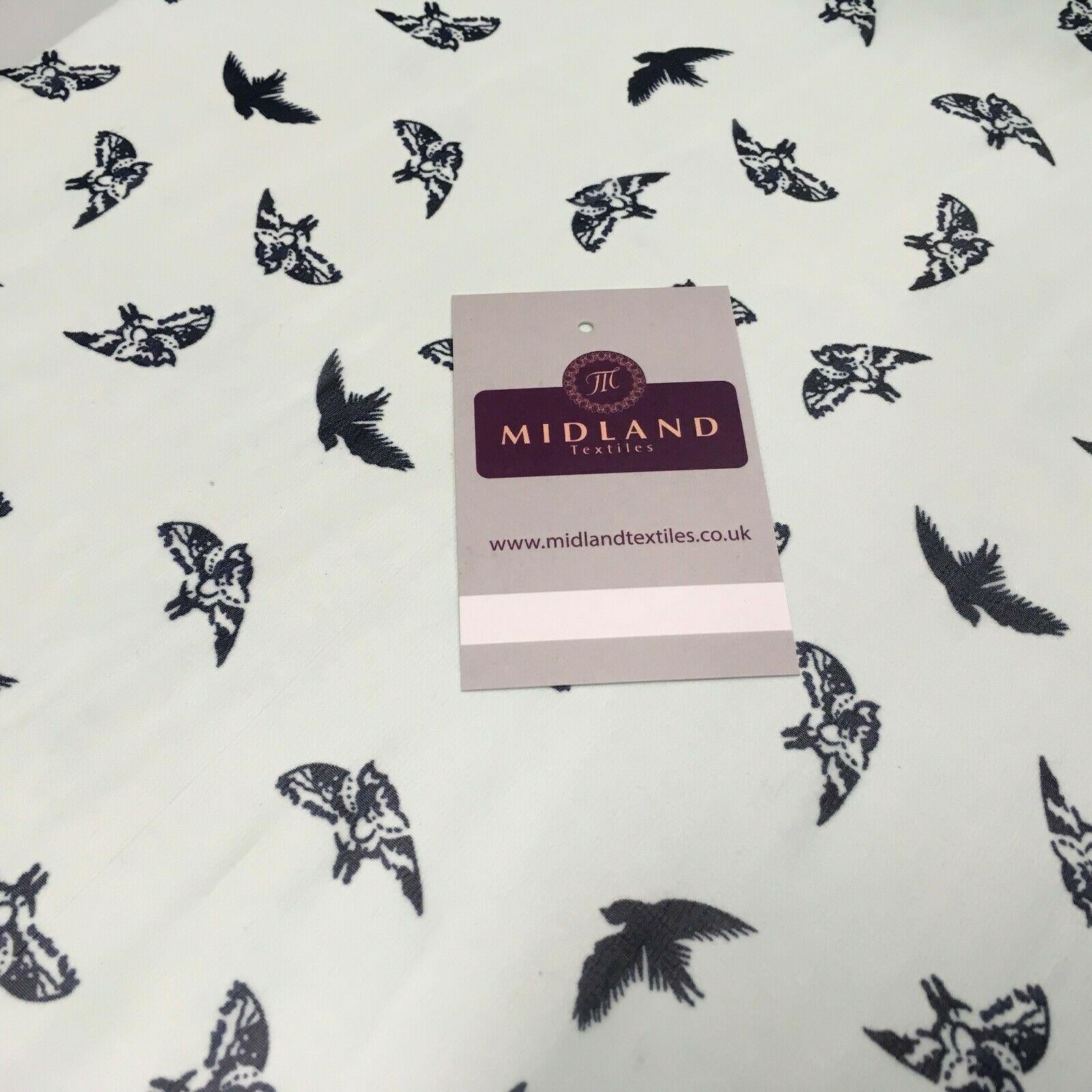 Mint Bird silhouette Printed Crepe chiffon Dress Fabric 150 cm MK1190-20