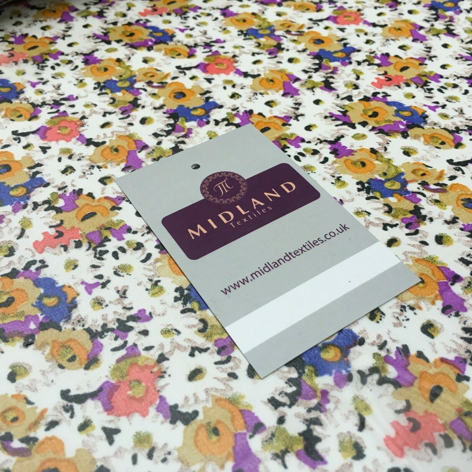 Ivory Multi Floral Printed Crepe chiffon Dress Fabric 150 cm MK1190-28 Mtex