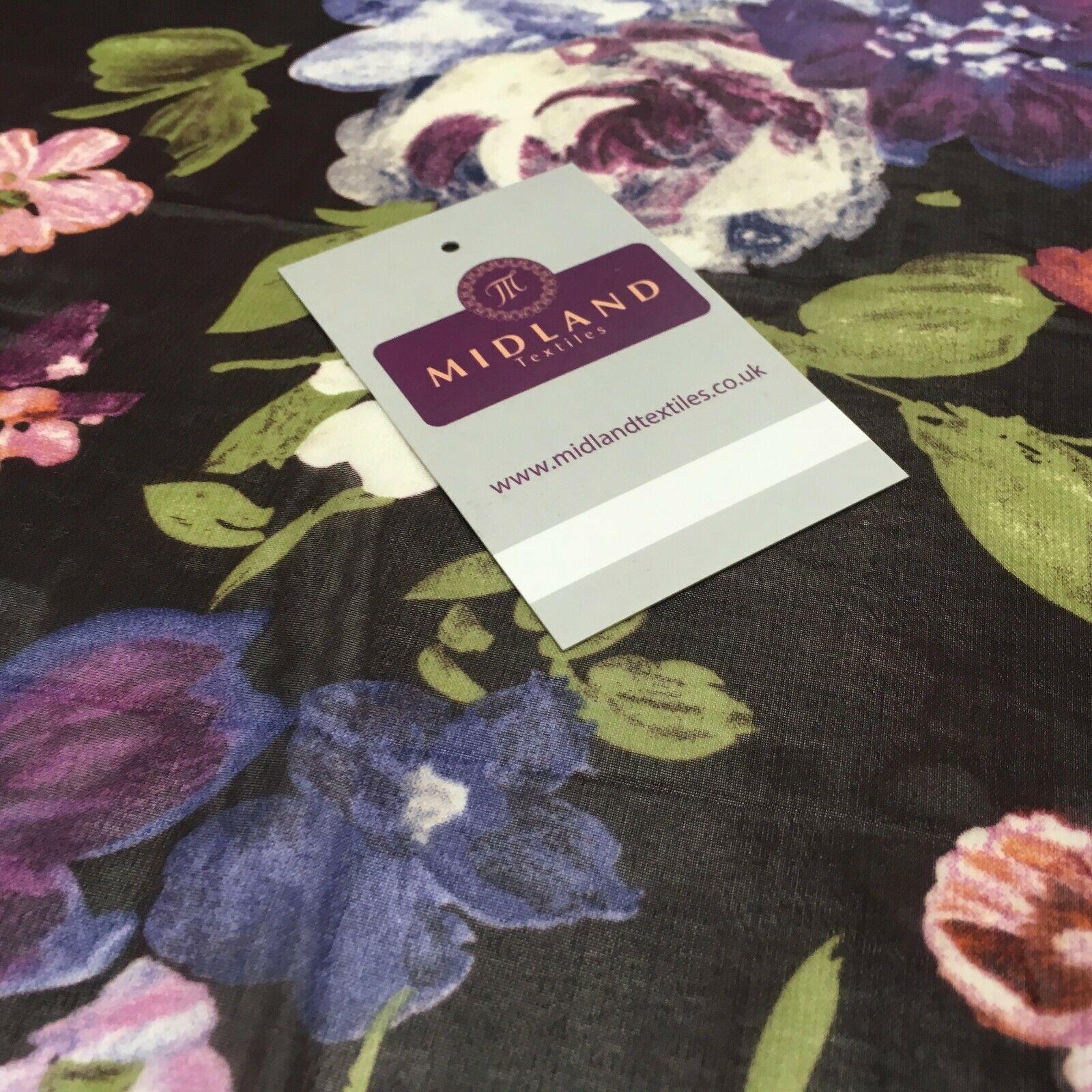 Damson Floral Vintage Printed Crepe chiffon Dress Fabric 150 cm MK1190-25 Mtex