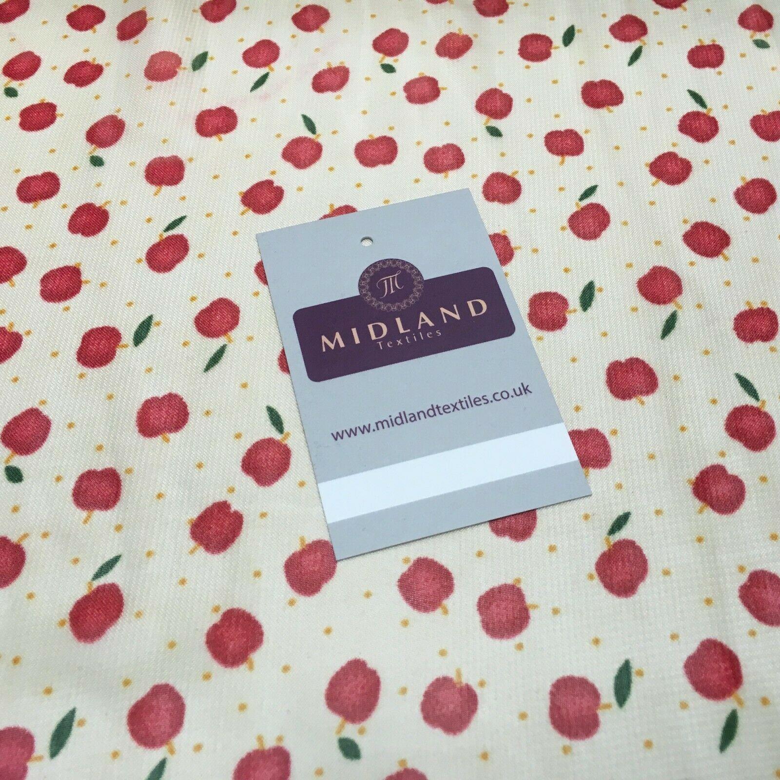 Cream and Red Apple Printed Crepe chiffon Dress Fabric 150 cm MK1190-34