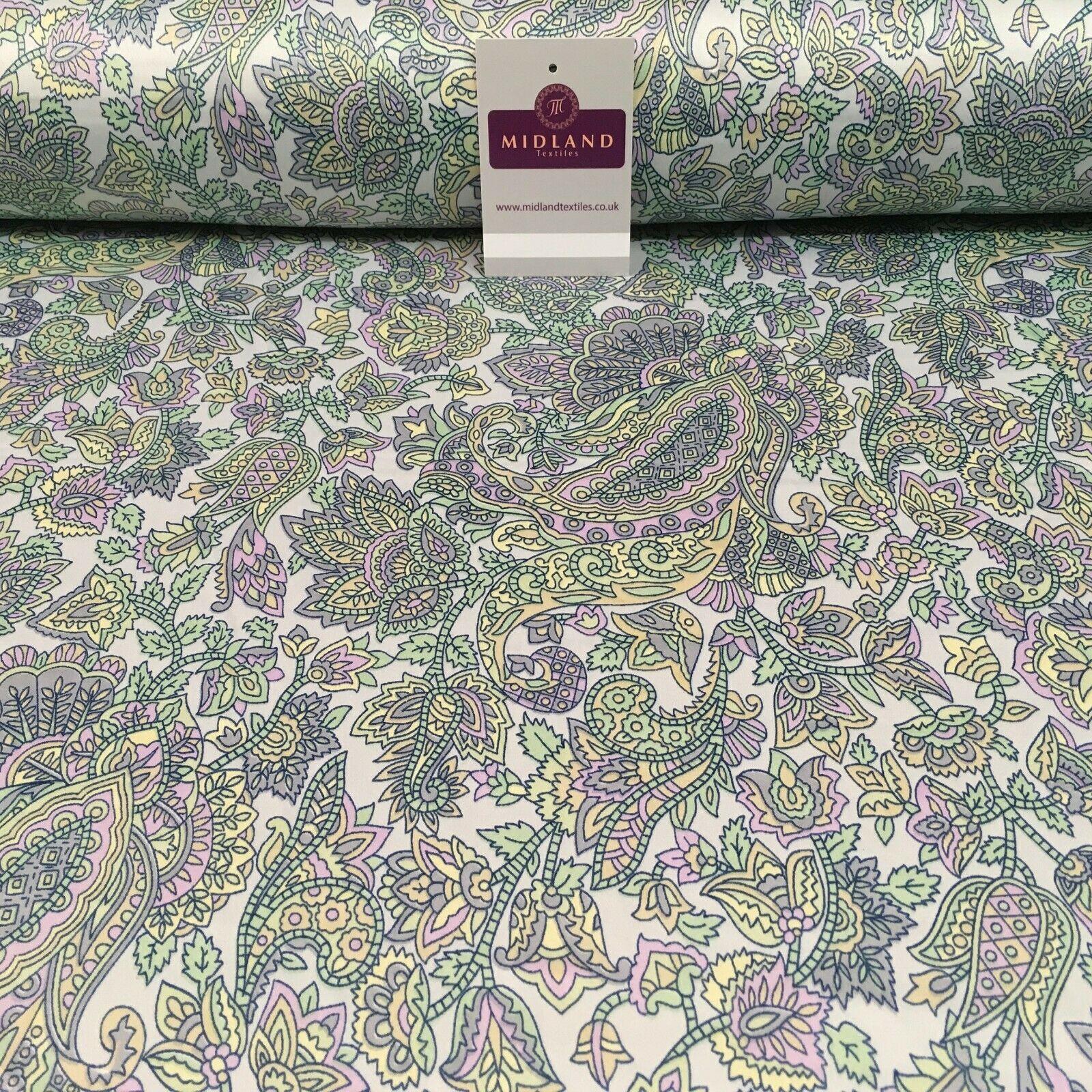 Paisley Printed Matt Dull Satin Dress Fabric 147 cm Wide MA1171 Mtex
