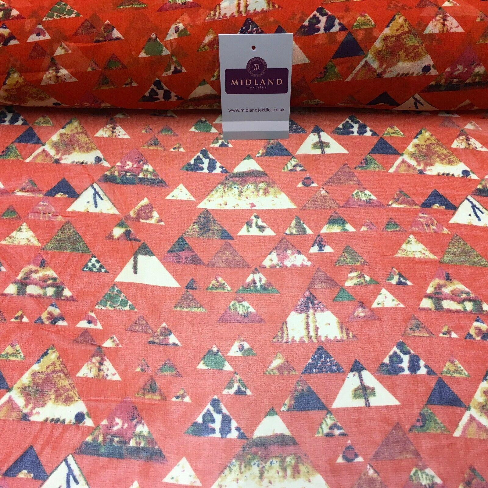 Red Pastel triangle Printed Crepe chiffon Dress Fabric 150 cm Wide MK1190-18