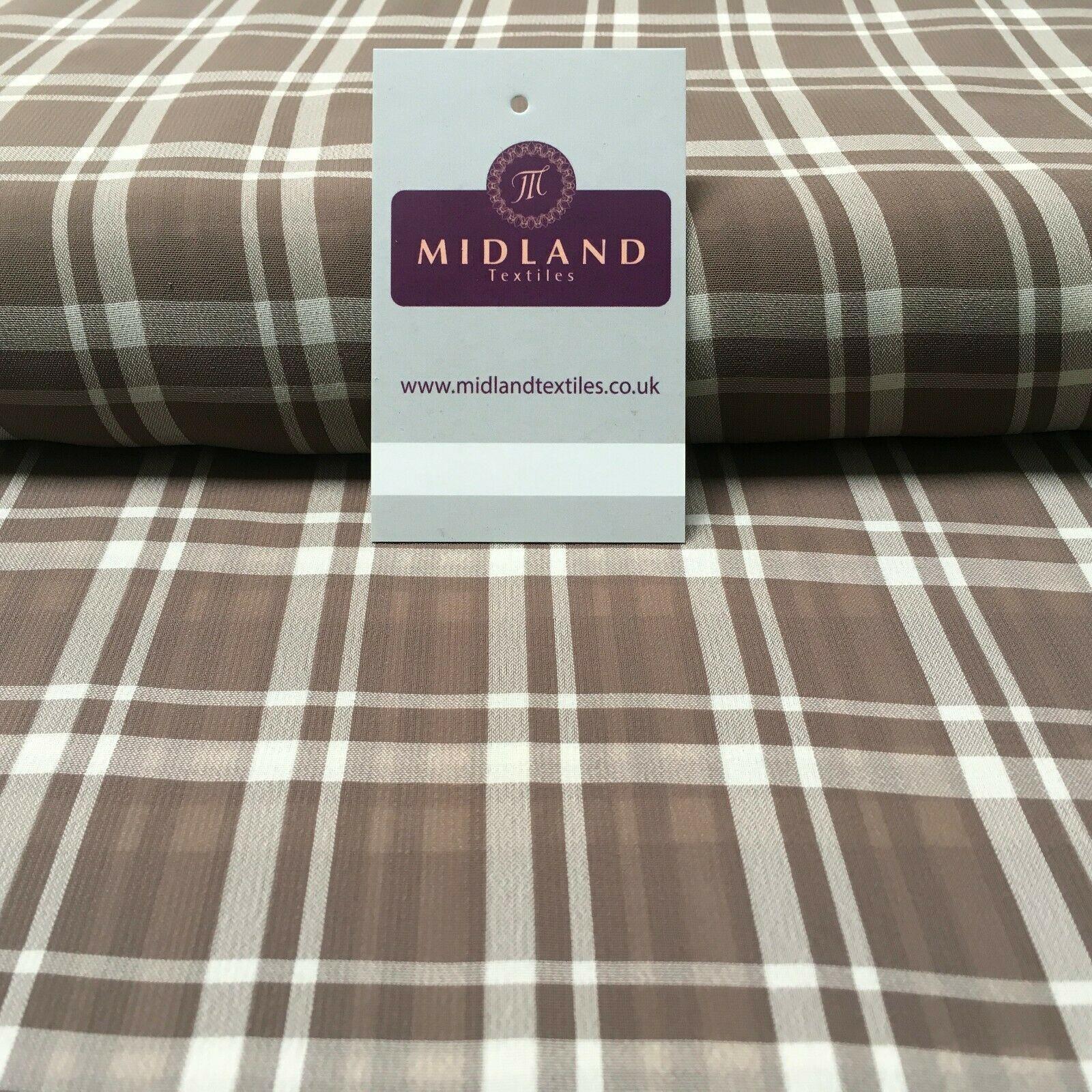 Georgette Tartan Checked Crepe Chiffon Fabric 110 cm MK1181 Mtex