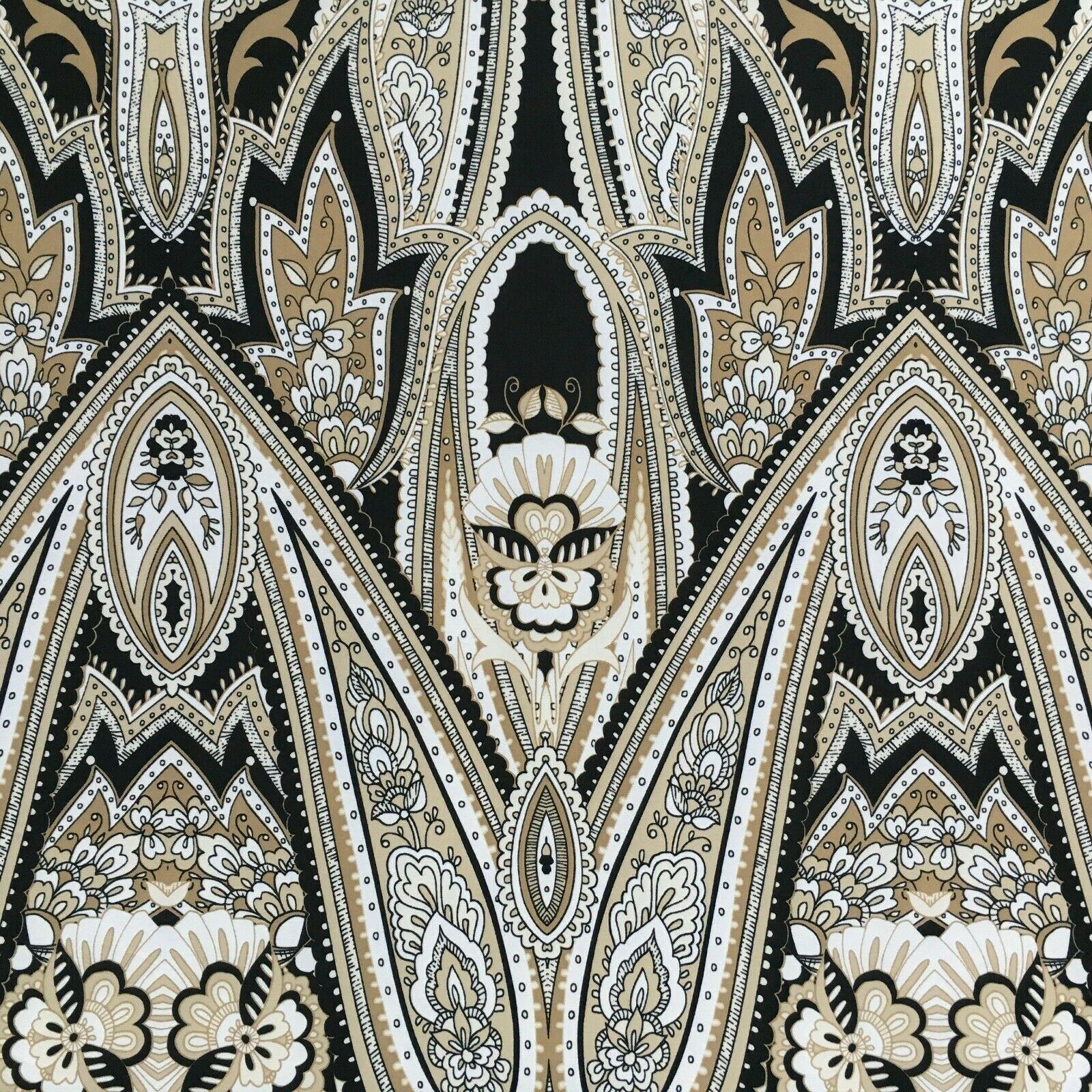 Black beige paisley 80cm panel Stretch Ity Spandex Dress Fabric 147 cm M1220-8