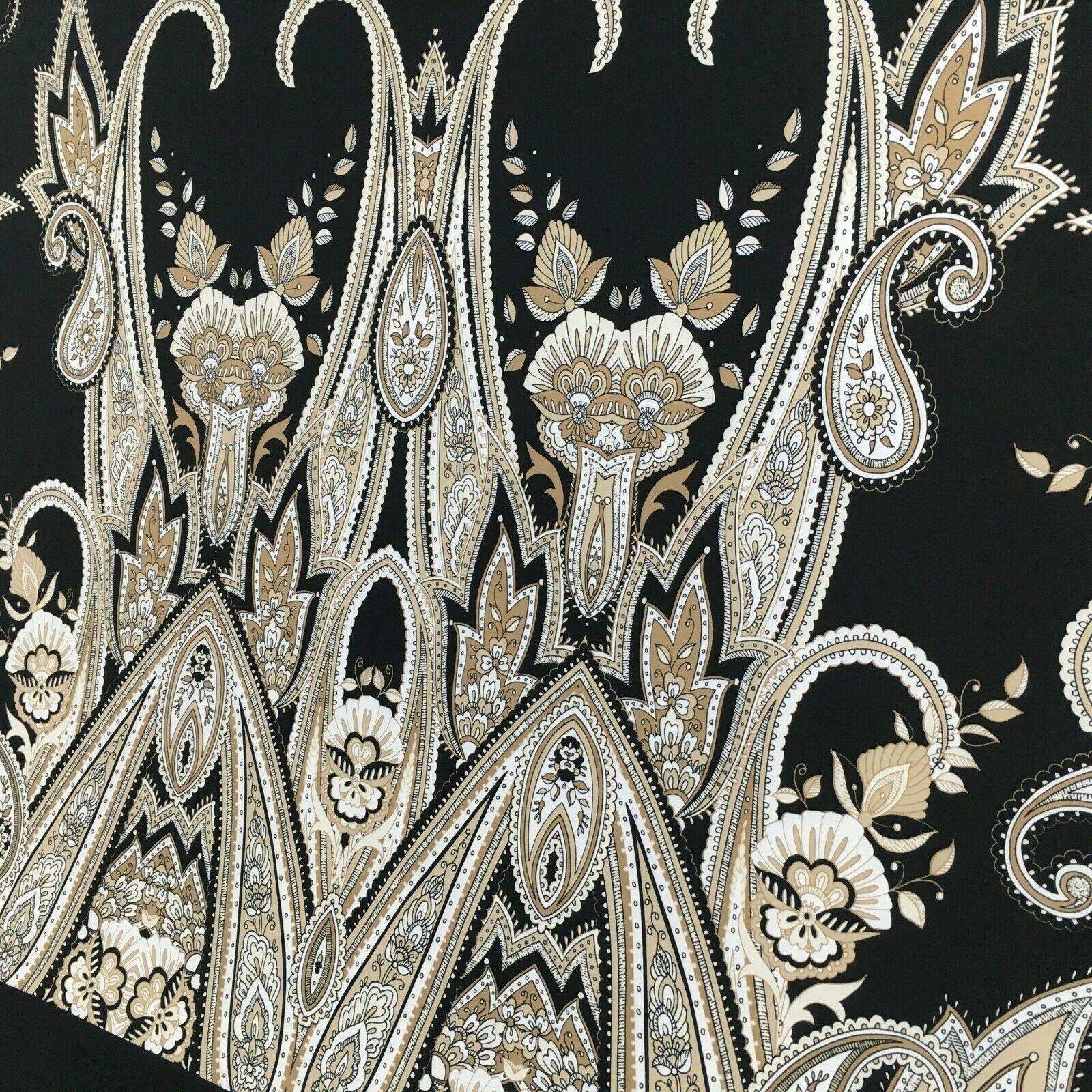 Black beige paisley 80cm panel Stretch Ity Spandex Dress Fabric 147 cm M1220-8