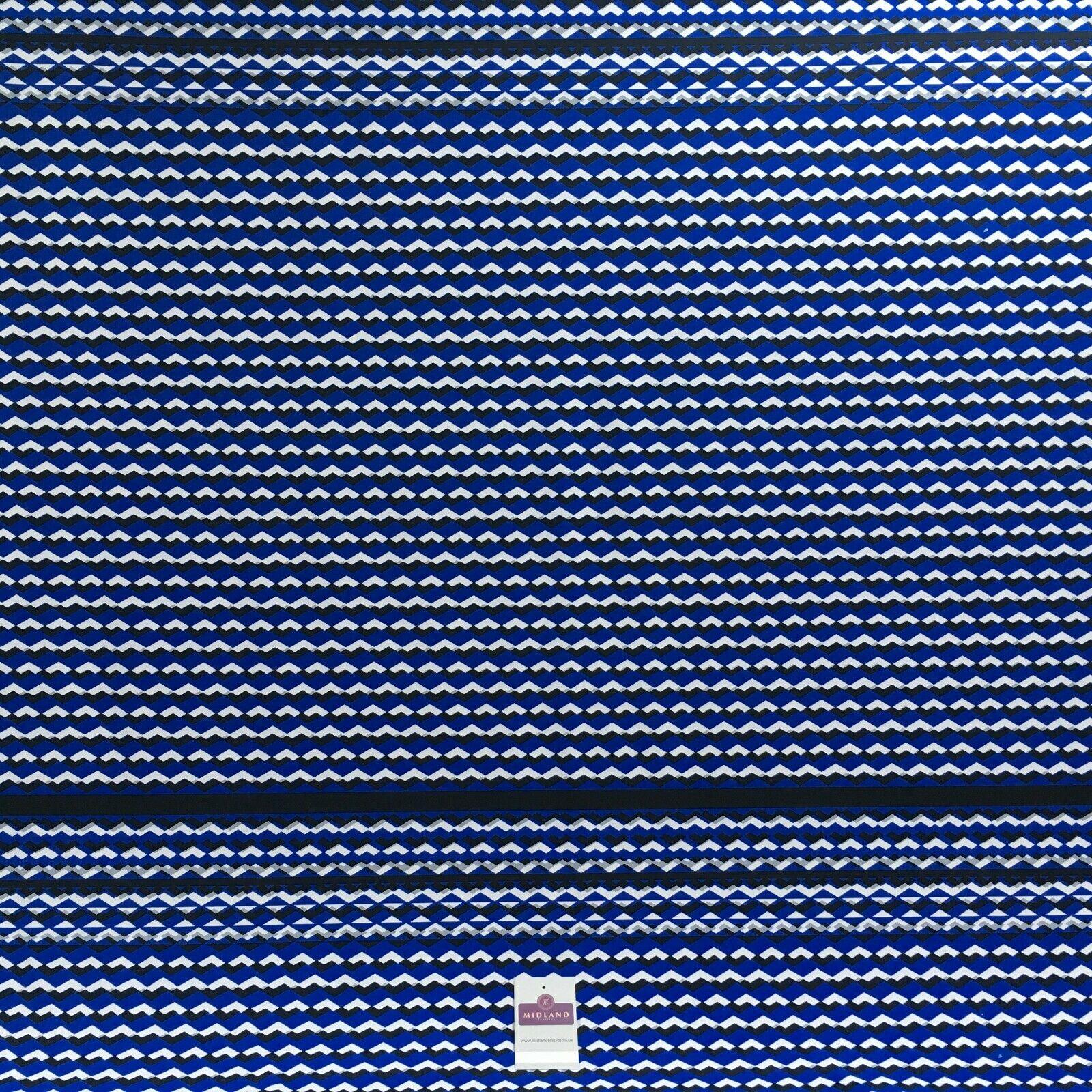 Blue Geometric Panel 80cm Stretch Ity Spandex Dress Fabric 147 cm M1200-2 Mtex