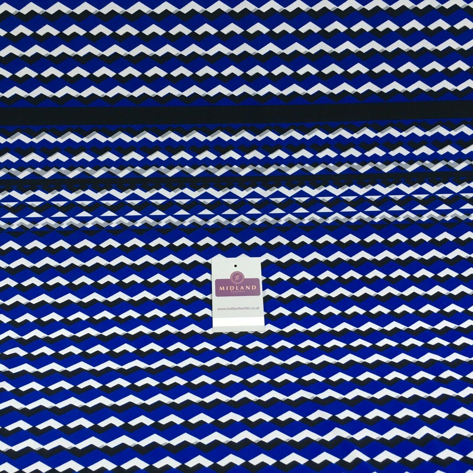 Blue Geometric Panel 80cm Stretch Ity Spandex Dress Fabric 147 cm M1200-2 Mtex
