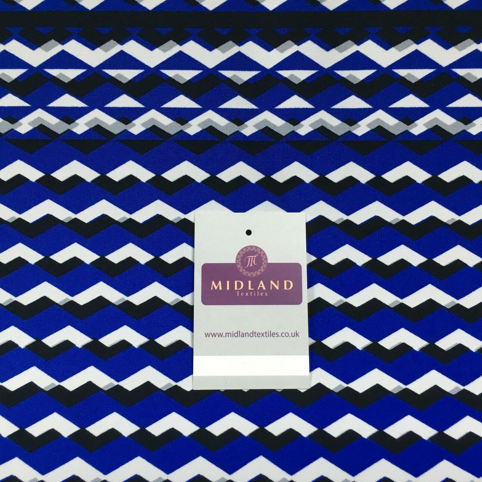 Blue Geometric Panel 80cm Stretch Ity Spandex Dress Fabric 147 cm M1200-2 Mtex