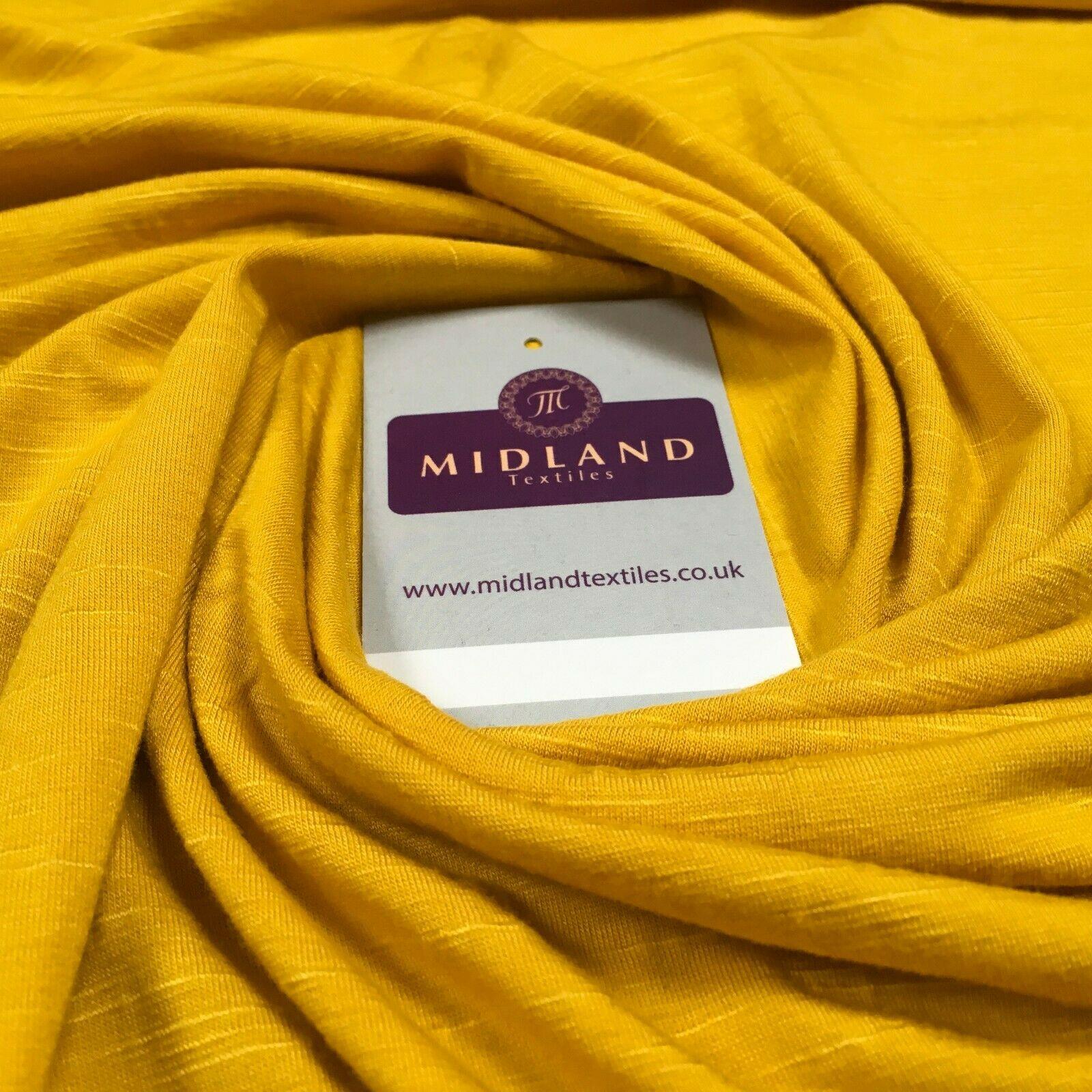 Plain Gold Linen Effect jersey cotton Stretch Fabric 147cm M720-63 Mtex