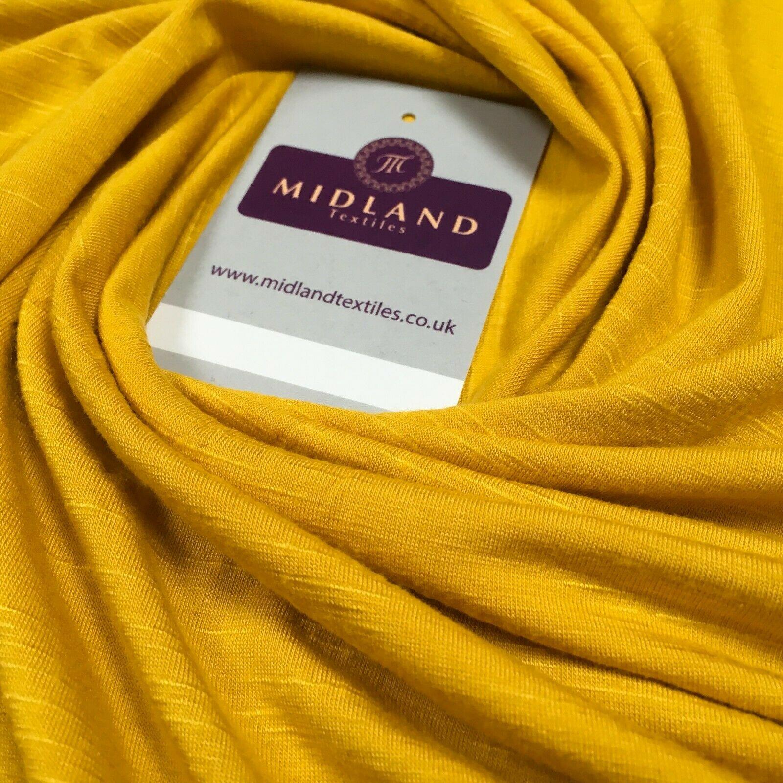 Plain Gold Linen Effect jersey cotton Stretch Fabric 147cm M720-63 Mtex