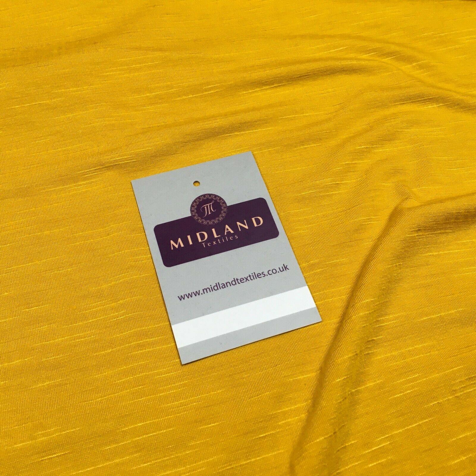 Plain Gold Linen Effect jersey cotton Stretch Fabric 147cm M720-63 Mtex