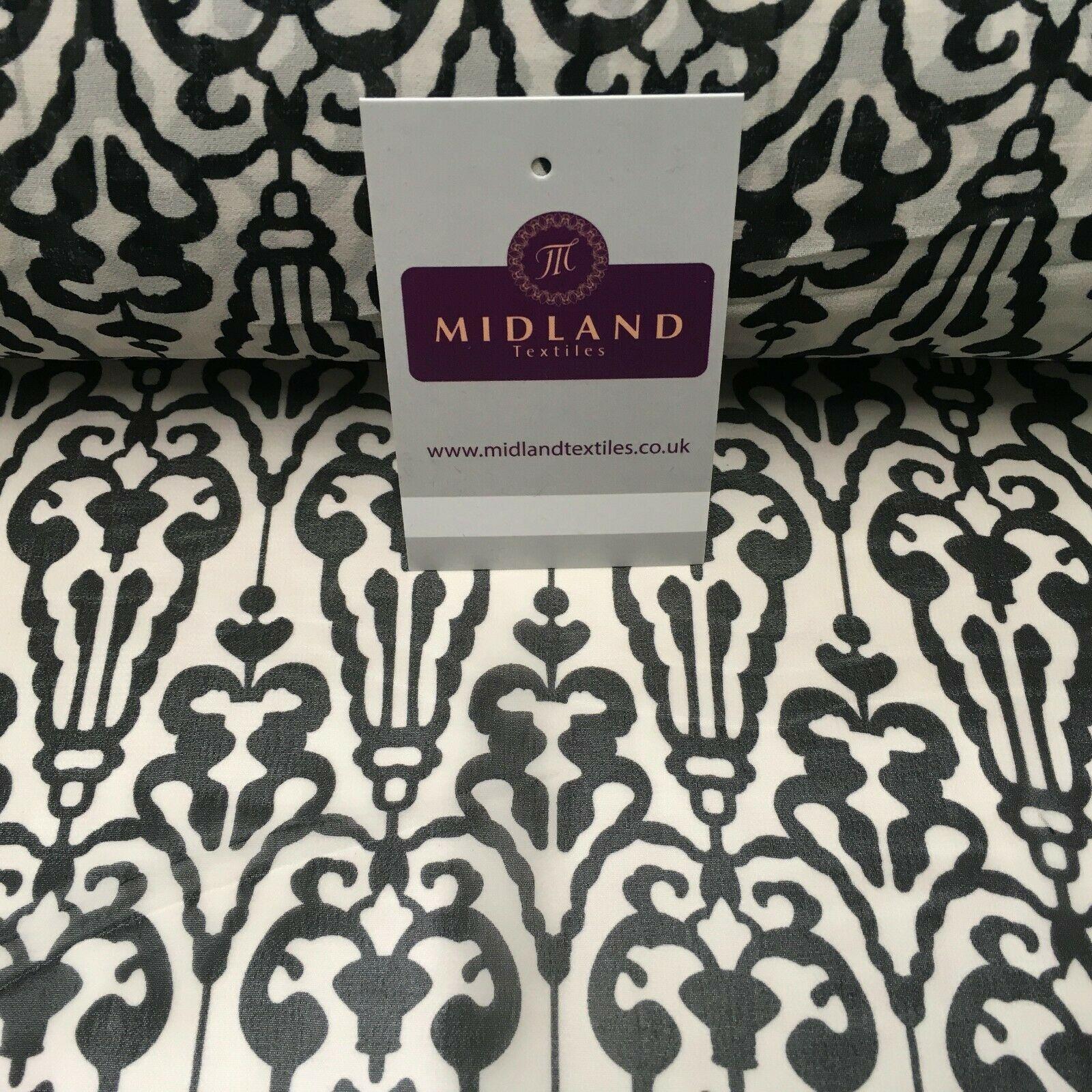 Black and White Ornamental Printed Crepe chiffon Dress Fabric 150 cm MK1190-32