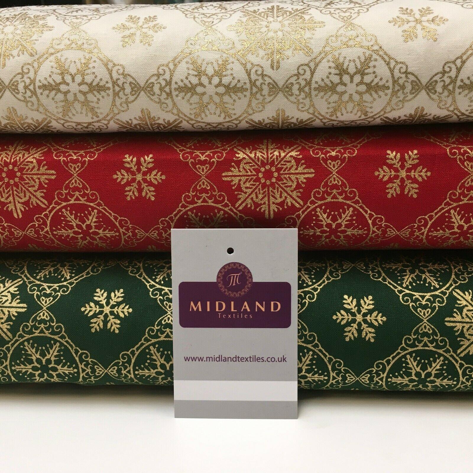 Christmas Snowflakes Vintage Xmas Printed 100% Cotton Fabric 110 cm MK1215