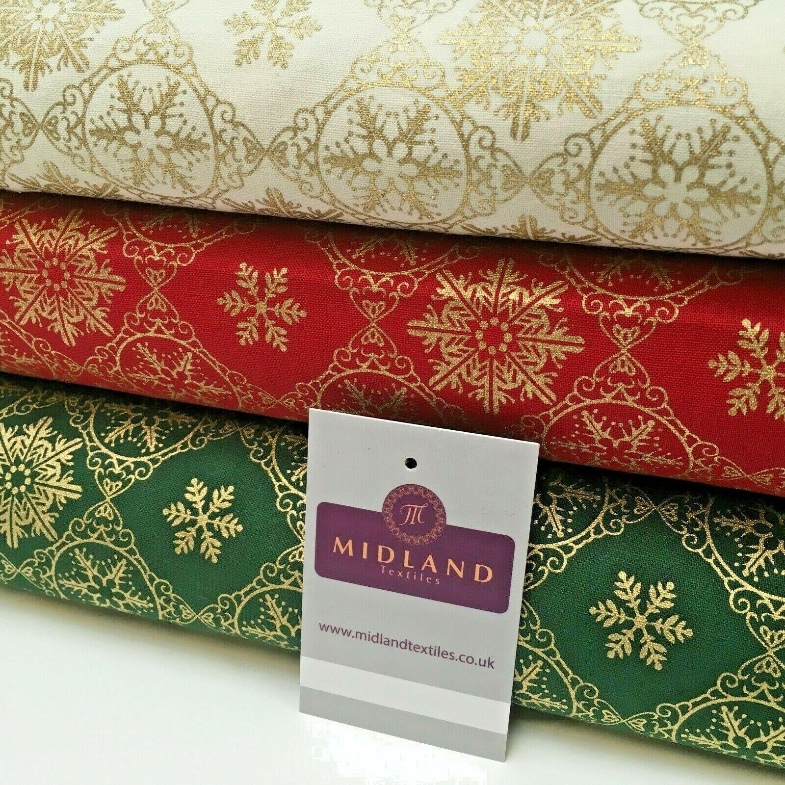 Christmas Snowflakes Vintage Xmas Printed 100% Cotton Fabric 110 cm MK1215