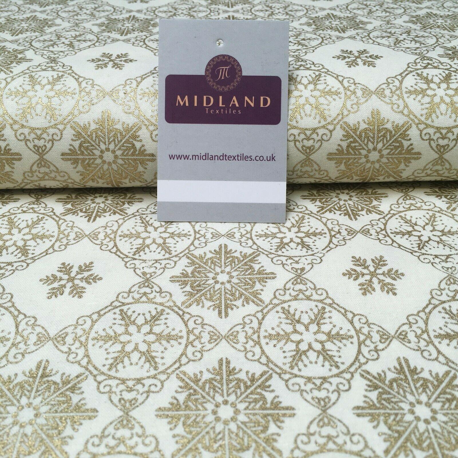 Christmas Snowflakes Vintage Xmas Printed 100% Cotton Fabric 110 cm MK1215