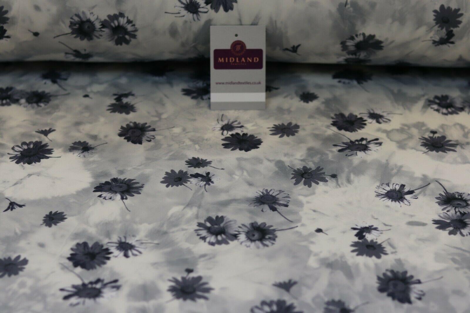 Grey Floral Printed Scuba Fabric 150 cm MK1213-3 Mtex