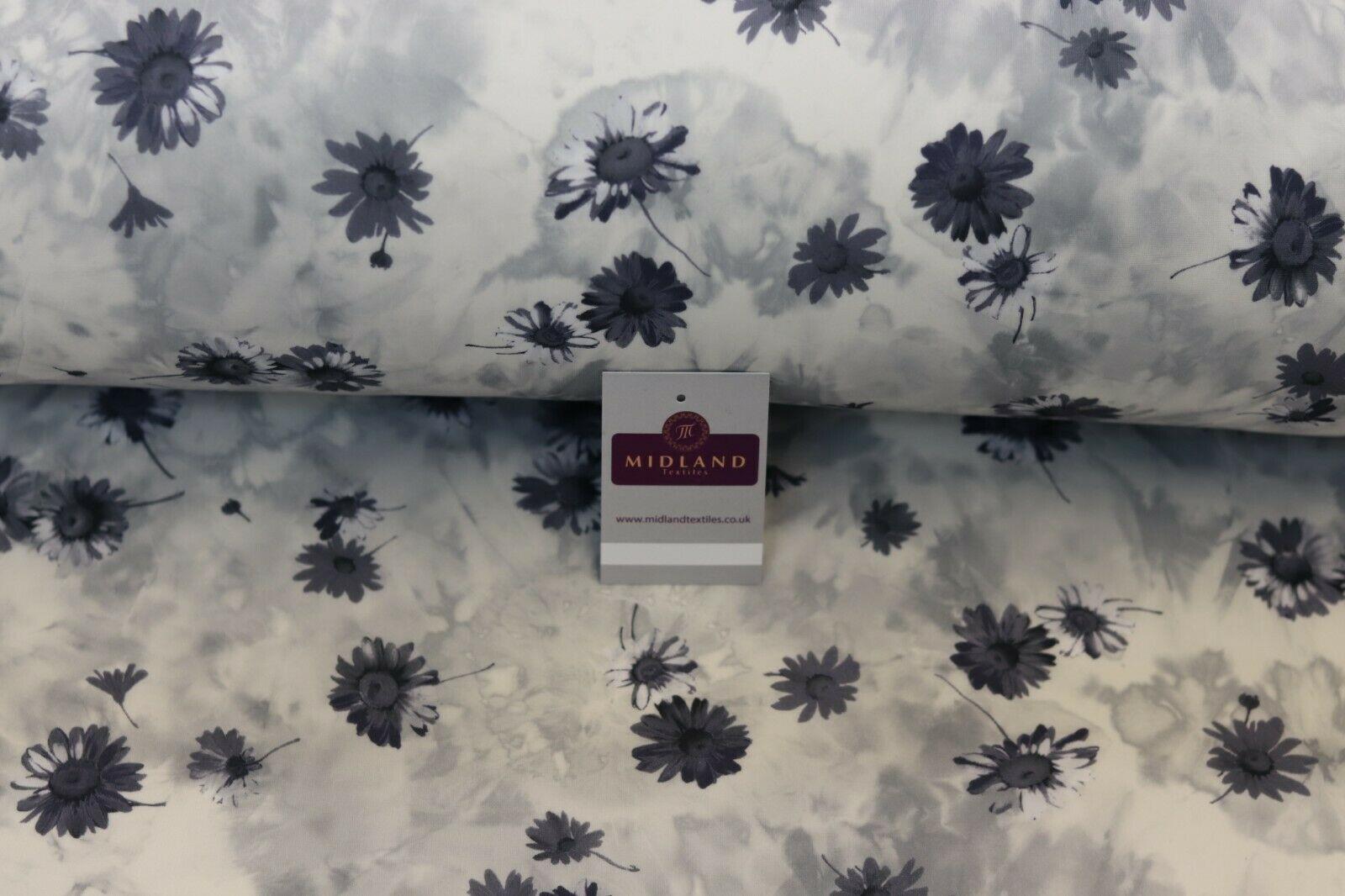 Grey Floral Printed Scuba Fabric 150 cm MK1213-3 Mtex