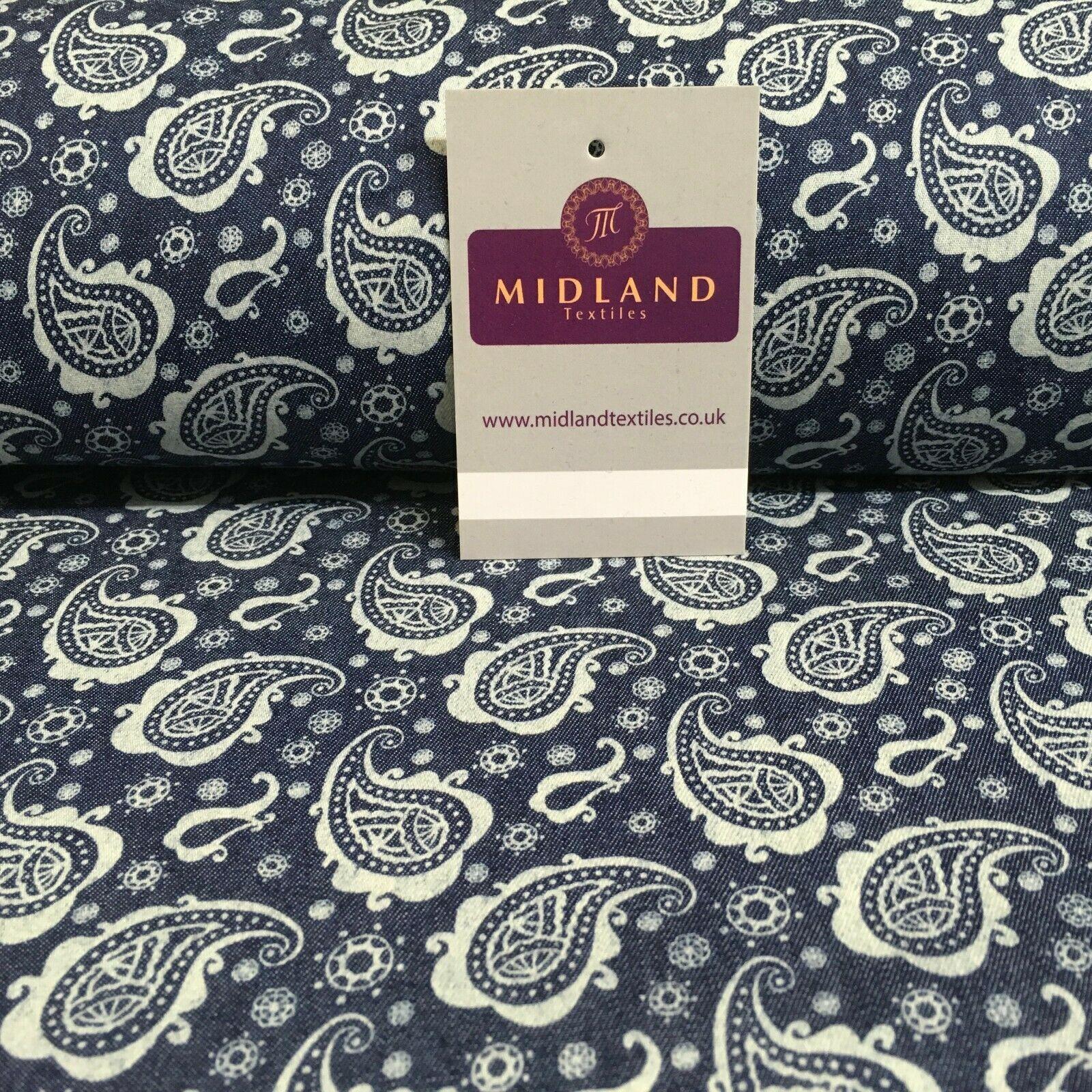 Paisley Printed Chambray Dress Fabric 150cm MK1230 Mtex