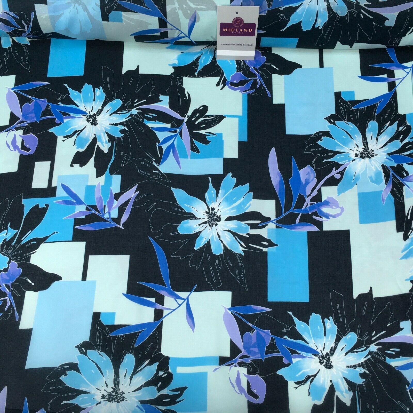 Blue's Floral Matt Satin Chiffon Dress Fabric 150 cm M145-79 Mtex
