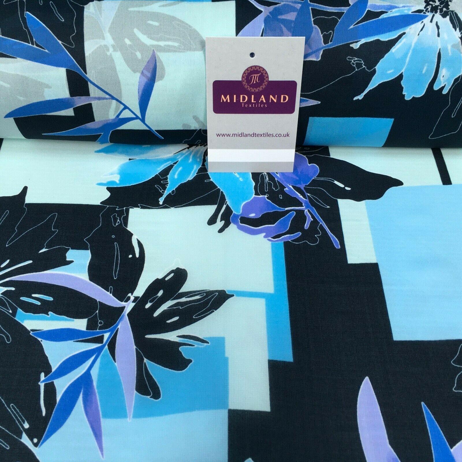 Blue's Floral Matt Satin Chiffon Dress Fabric 150 cm M145-79 Mtex