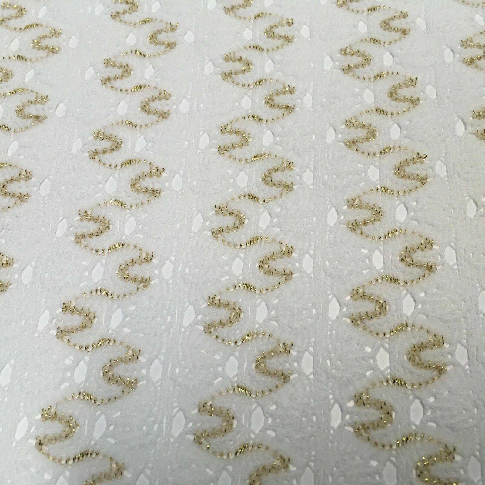 White gold Geometric Lurex knitted lace stretch dress Fabric 132cm MU1258 Mtex