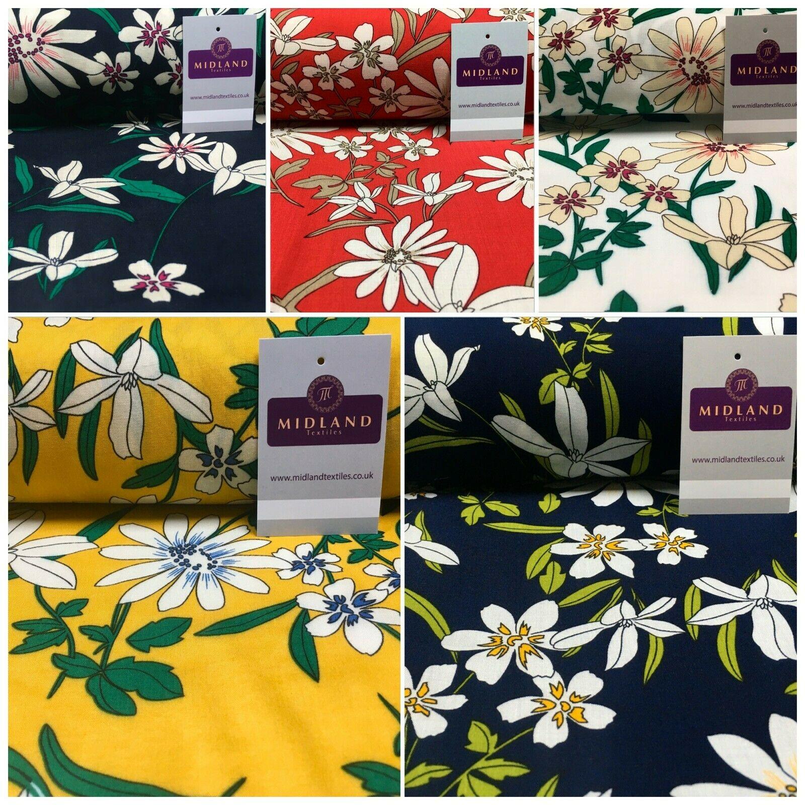 Floral Printed Rayon Viscose Poplin dress Fabric 150 cm MA1252 Mtex