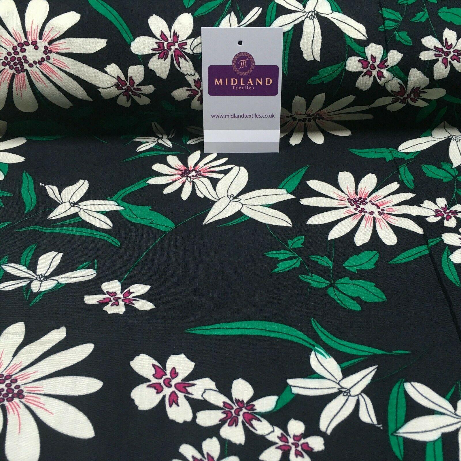 Floral Printed Rayon Viscose Poplin dress Fabric 150 cm MA1252 Mtex